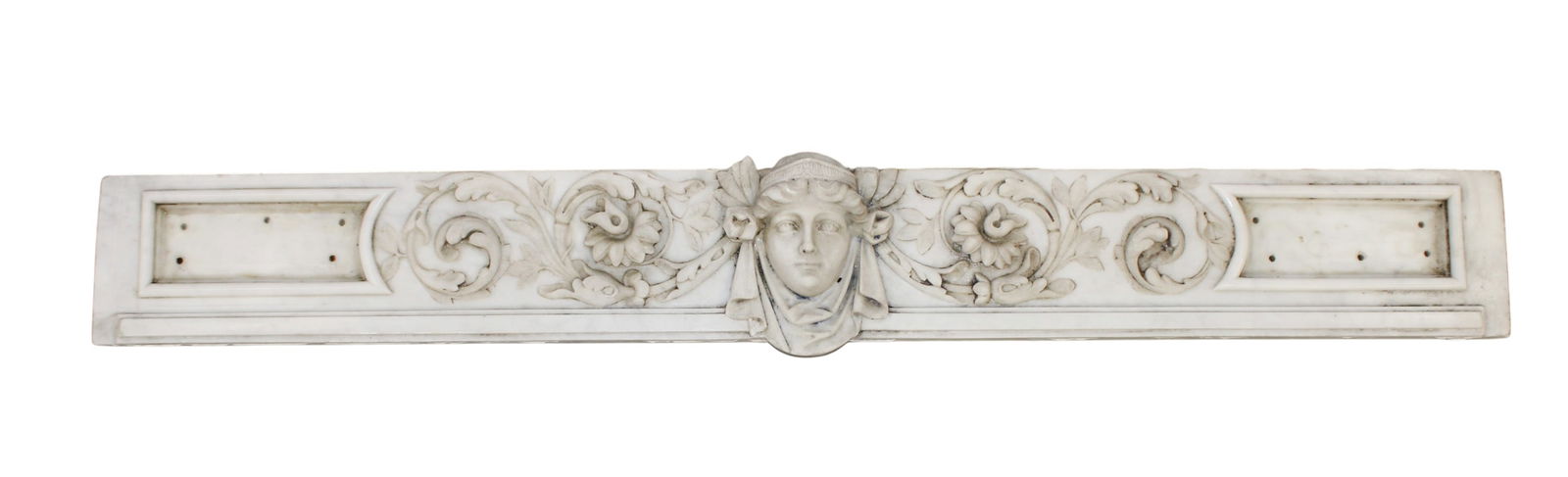 French relief carved marble plaque with female mask (1 of 5)