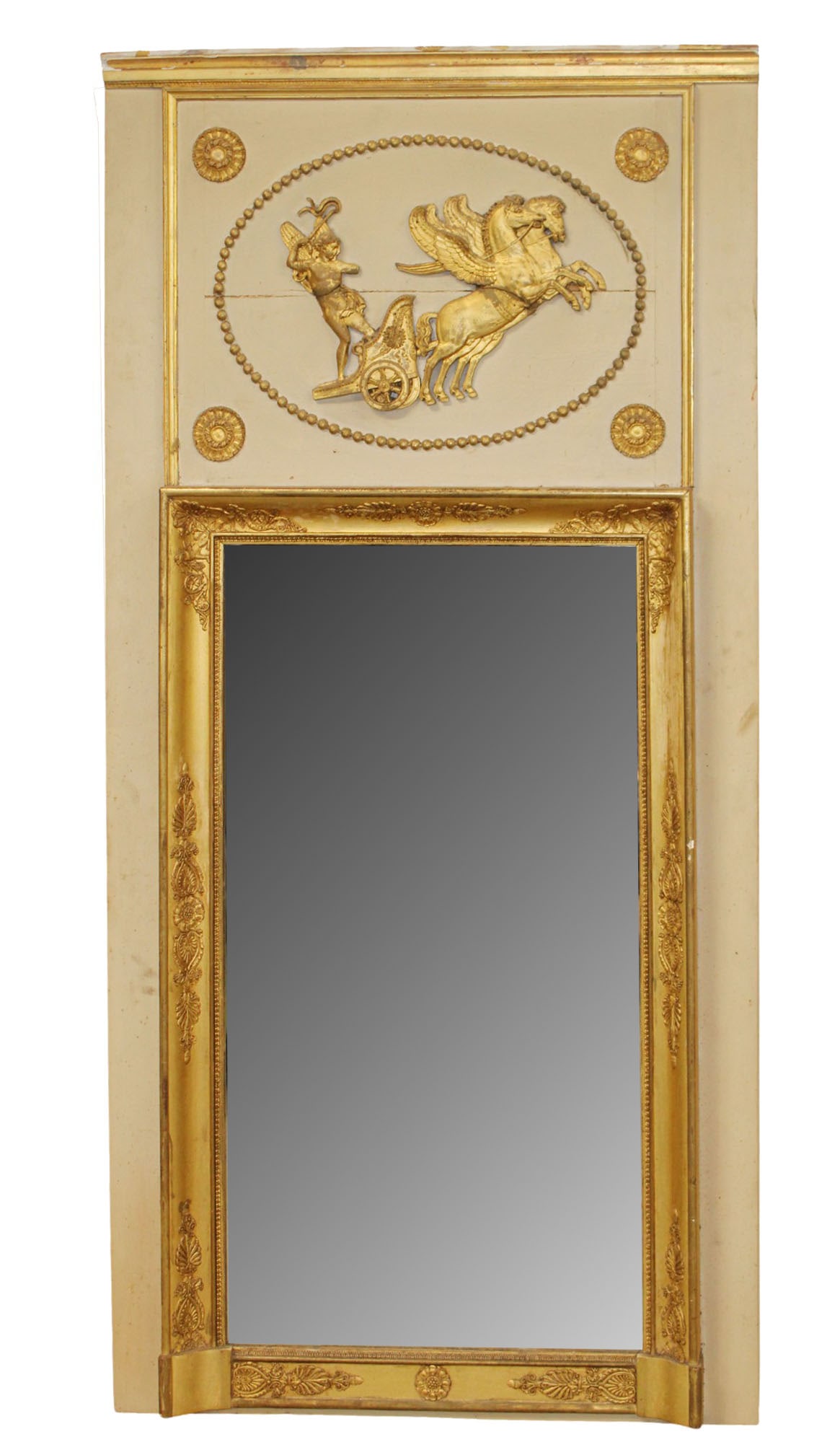 French Empire style trumeau mirror with gilt Cupid (1 of 8)