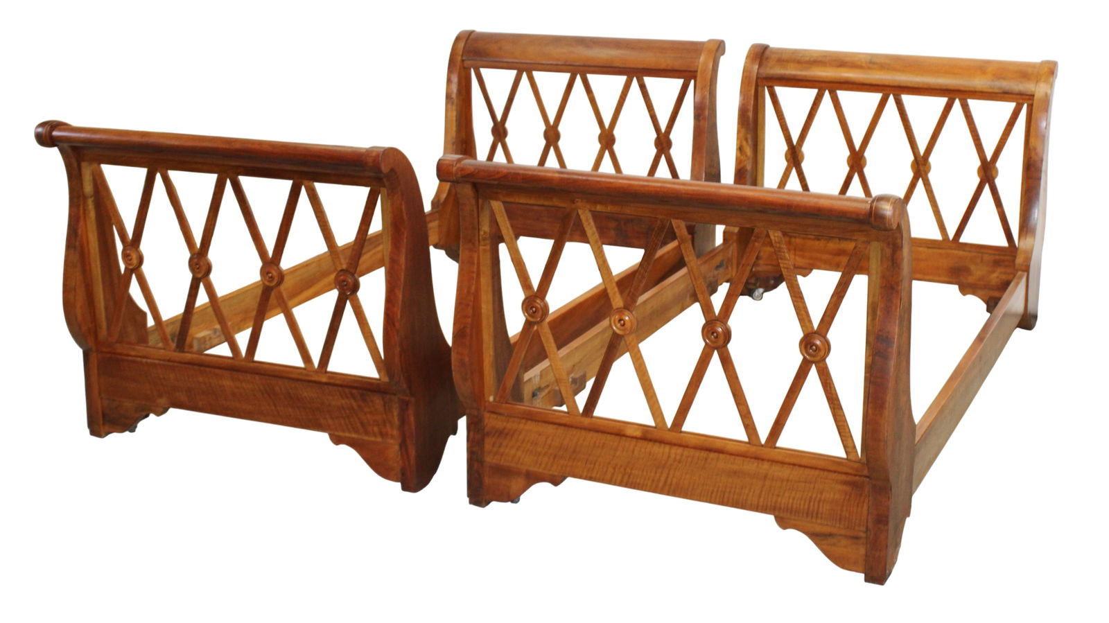 Pair of French Empire style daybeds in walnut (1 of 13)