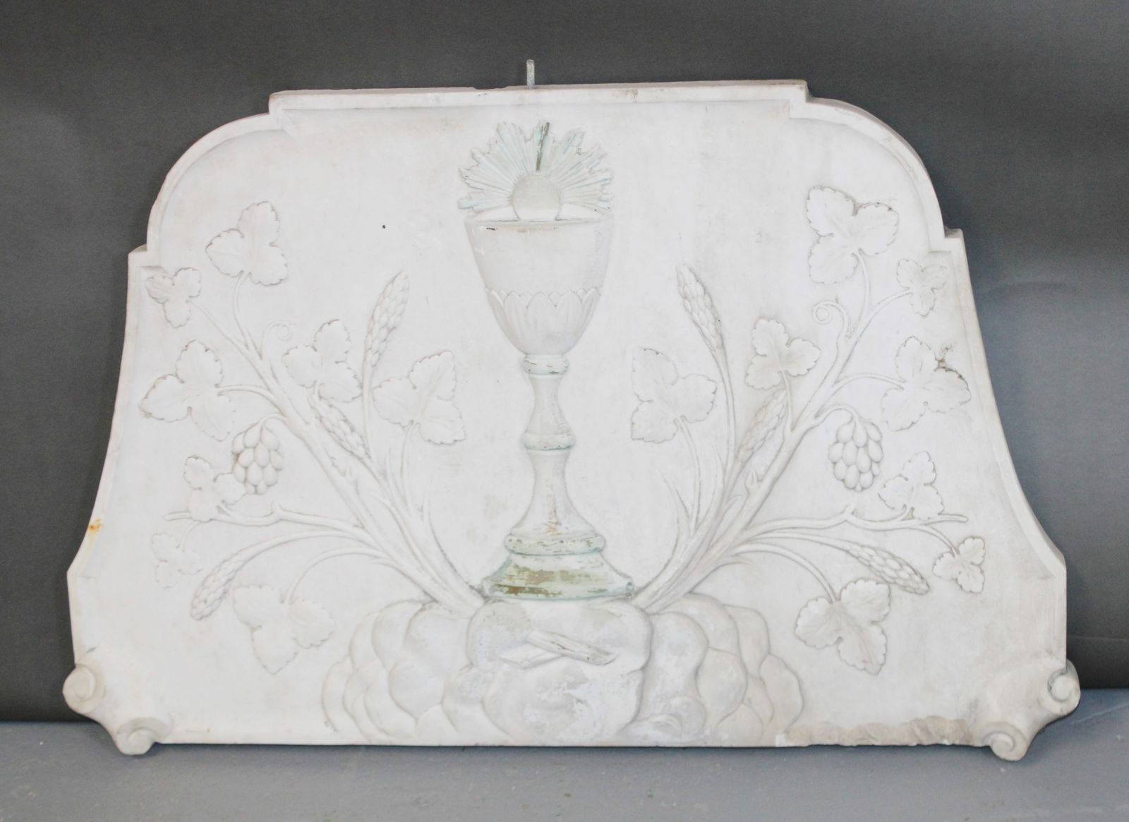 French relief carved marble plaque with challis (1 of 8)