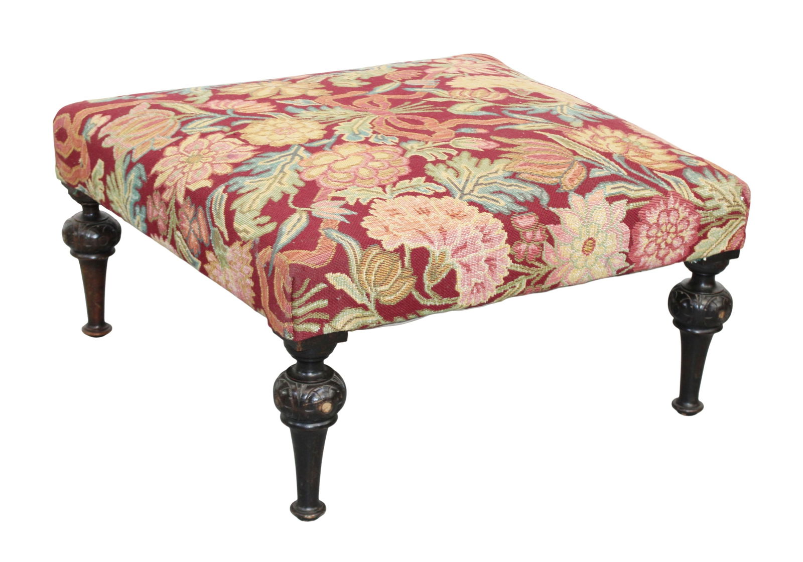 French Napoleon II foot stool in walnut with upholstered top (1 of 8)