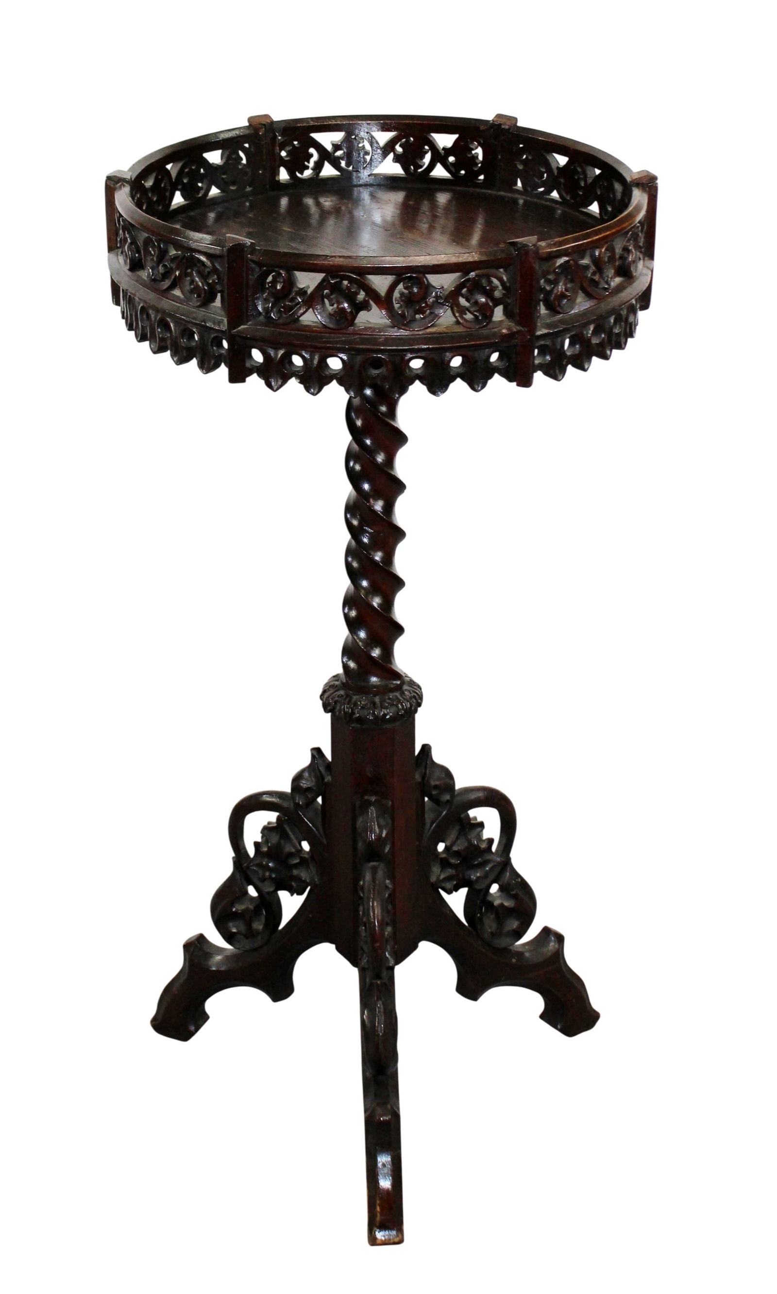French Black Forest lamp table on twisted pedestal base (1 of 10)