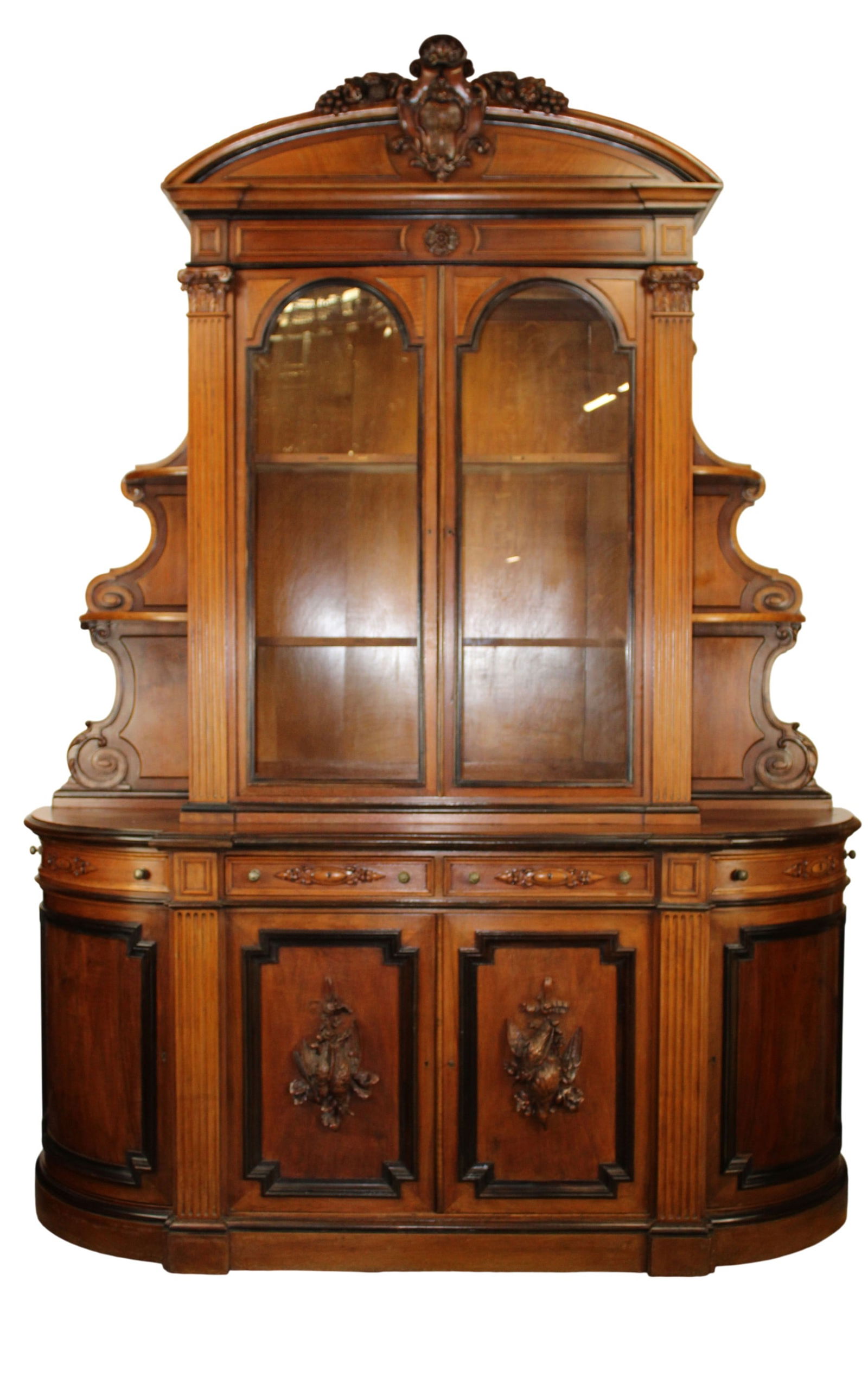 French Napoleon III buffet with relief carved doors (1 of 7)