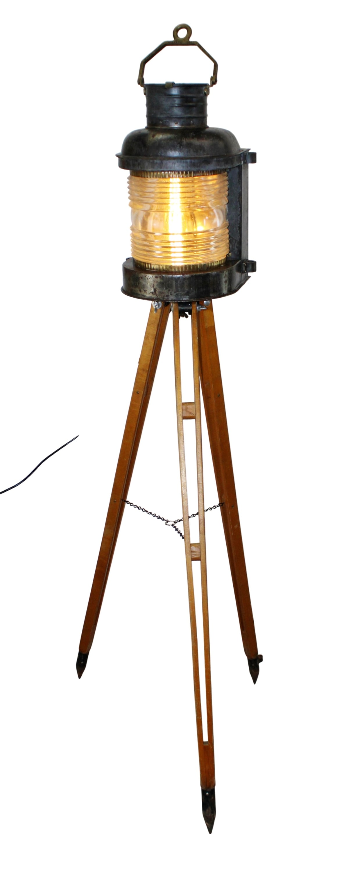 Ship light with Fresnel lens mounted on tripod base (1 of 9)