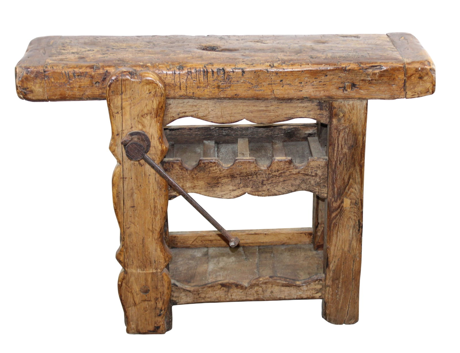 French carpenters bench mounted as wine console (1 of 10)