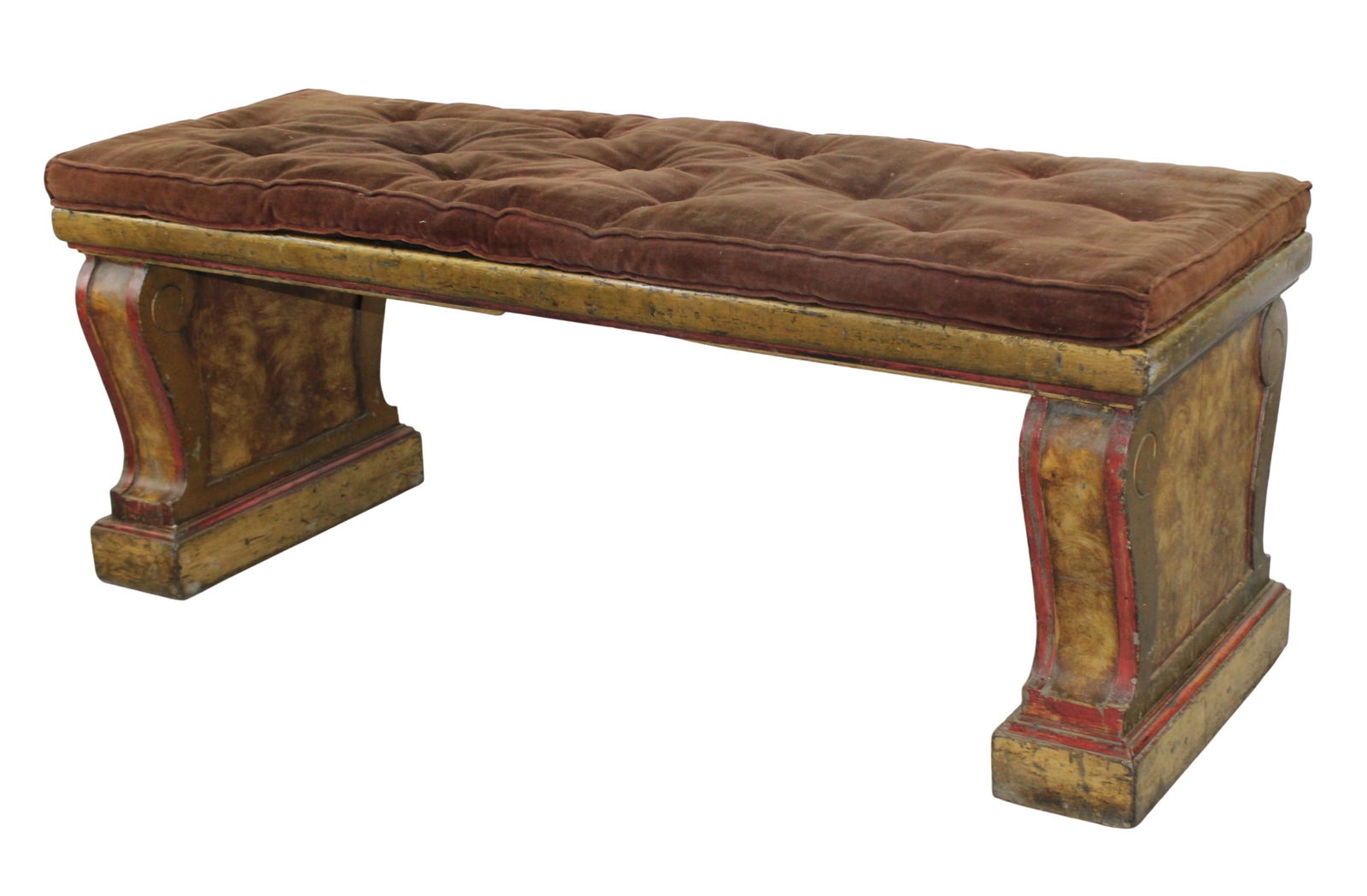Italian polychrome painted wood theater bench (1 of 9)