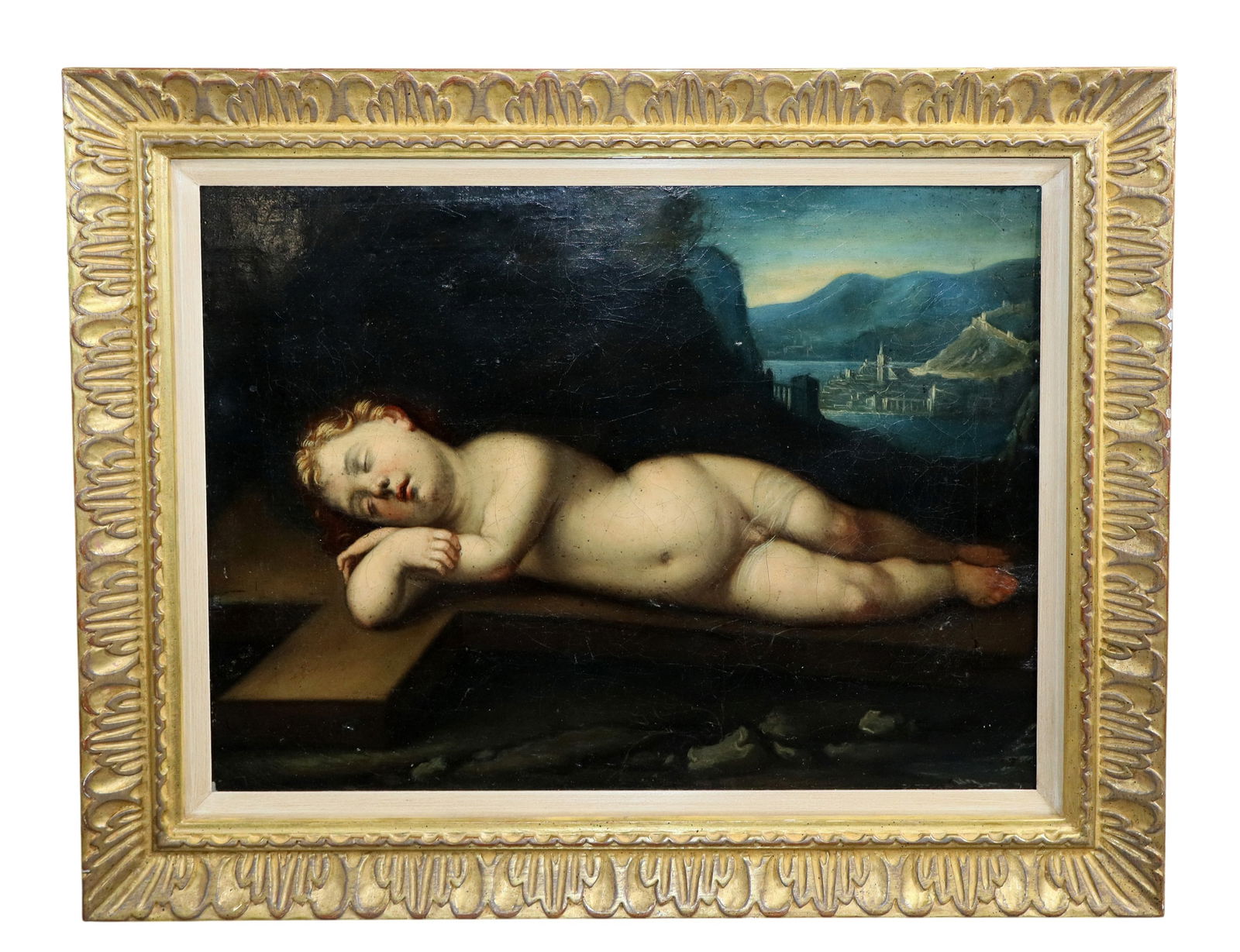 Oil on canvas painting after Francesco Albani Sleeping Christ Child (1 of 5)