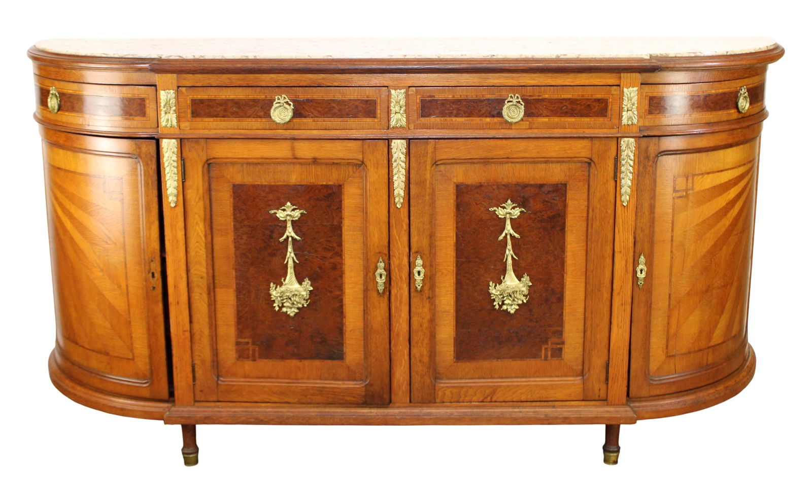 French Louis XVI style marquetry sideboard with marble top (1 of 14)