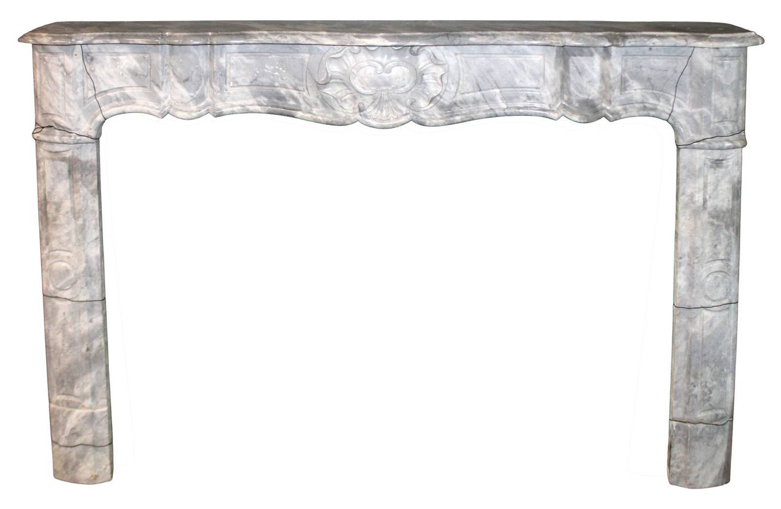 French Louis XV style grey marble fireplace mantel (1 of 10)