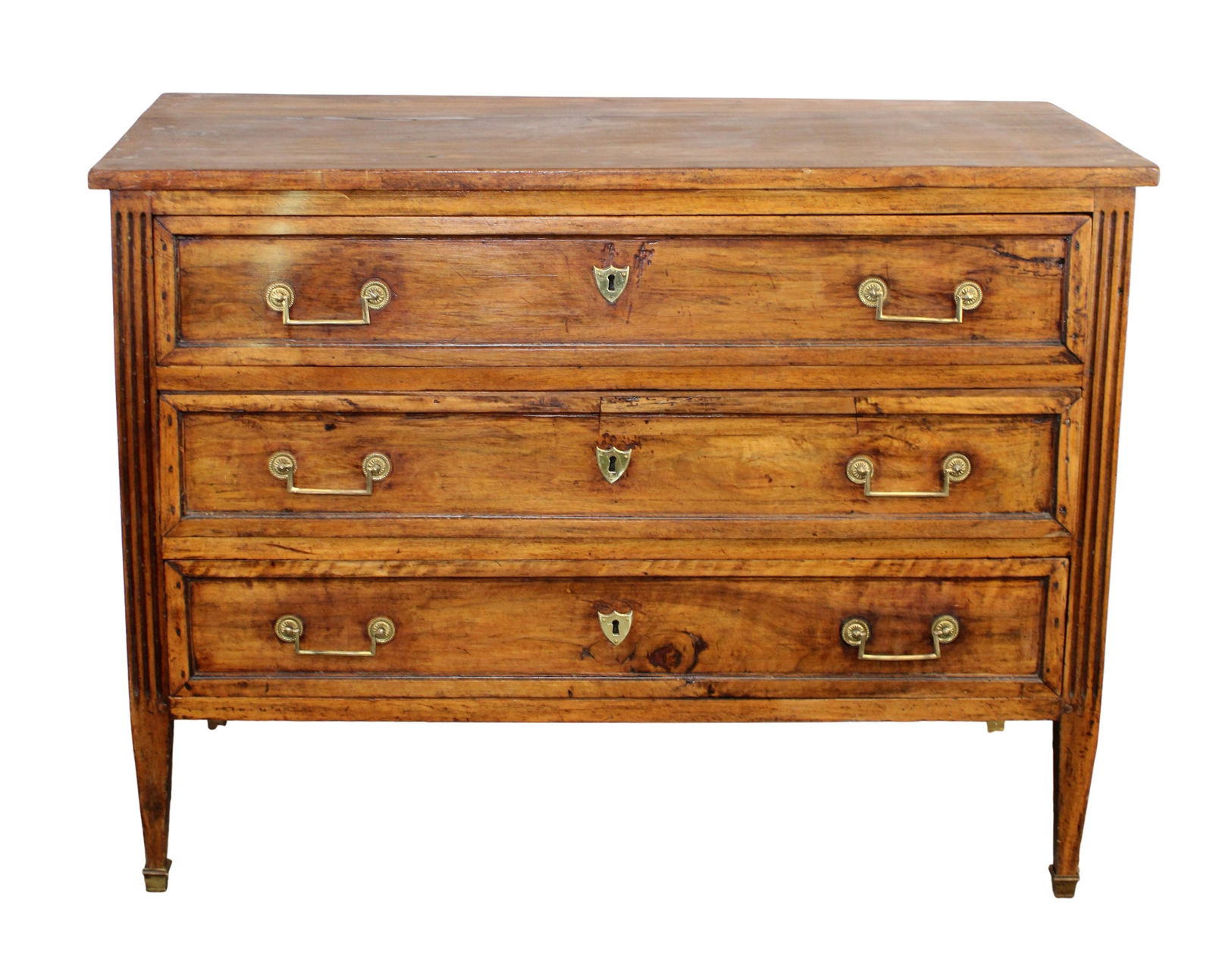 French Louis XVI 2 drawer commode in walnut (1 of 8)