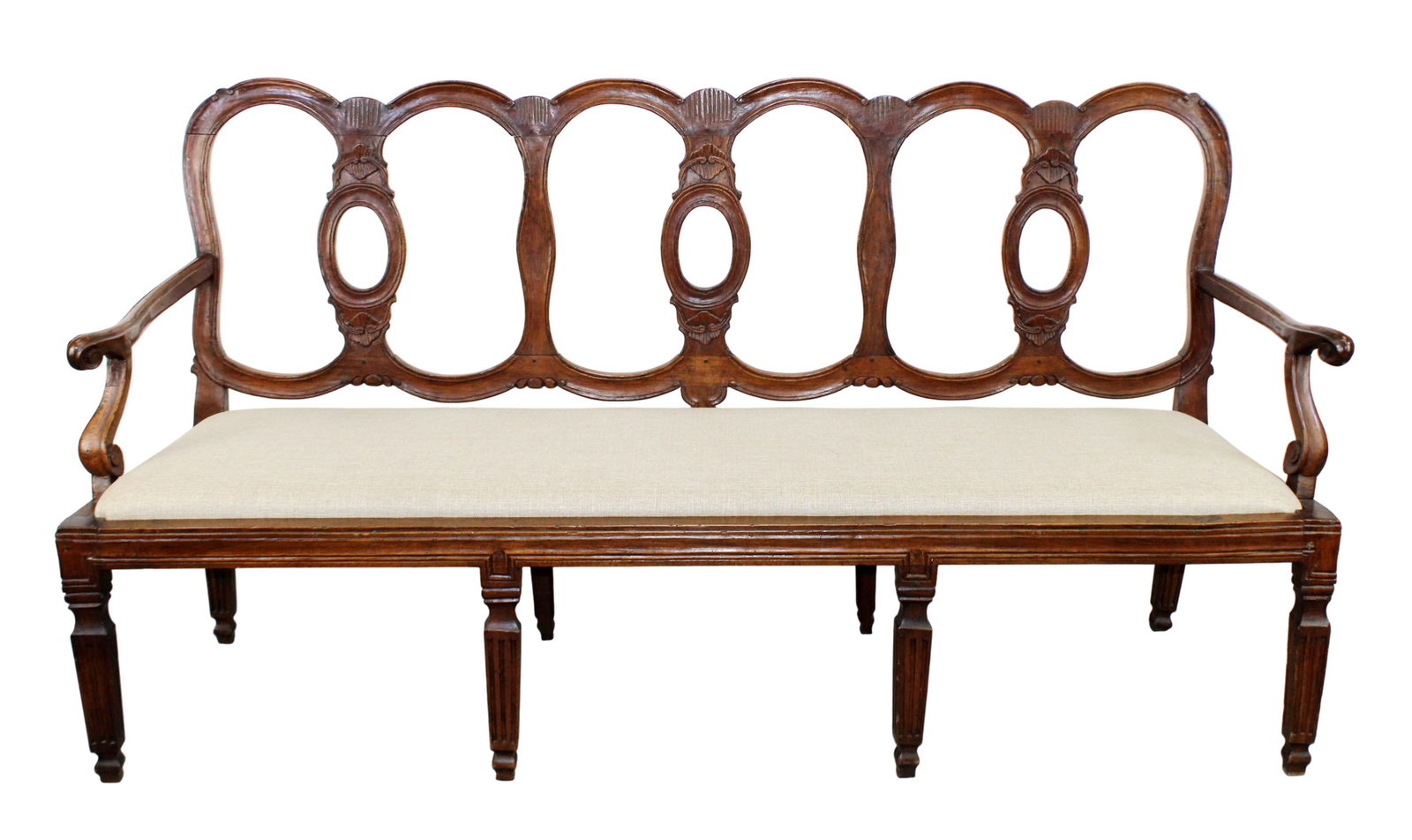 Italian Rococo 3 seat bench in walnut (1 of 11)