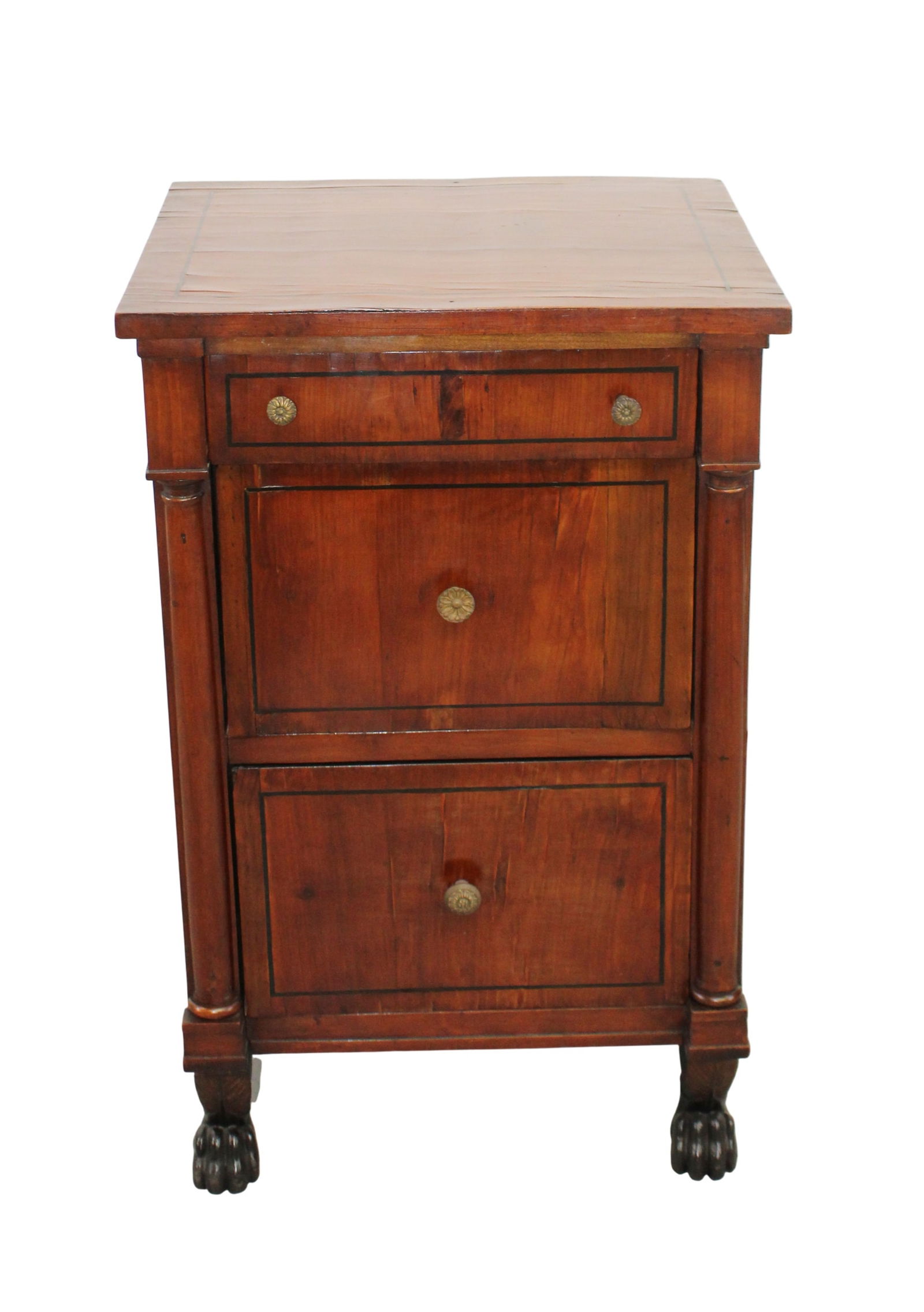 Italian walnut 3 drawer commode side chest (1 of 8)
