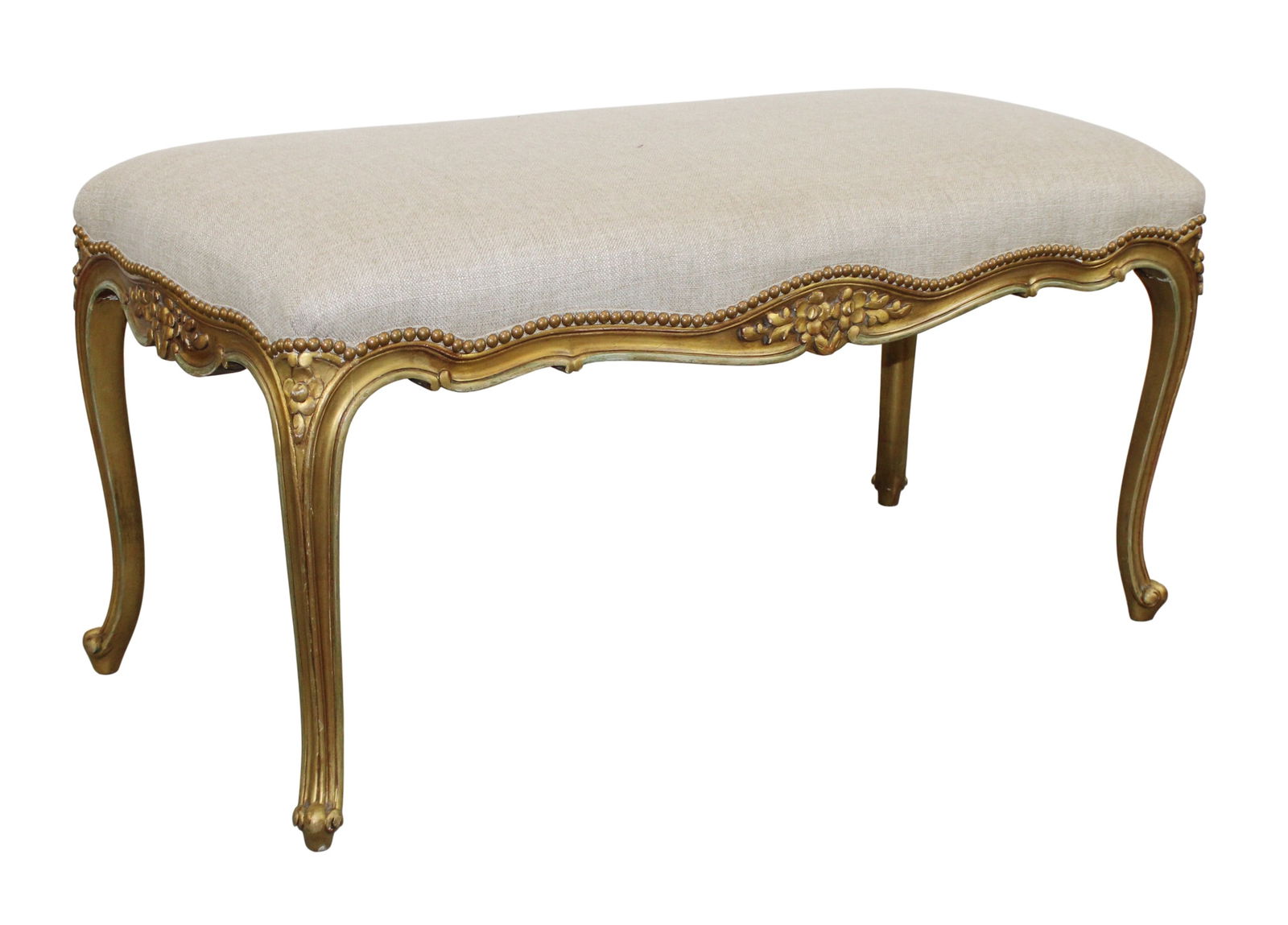French Louis XV style giltwood bench (1 of 8)