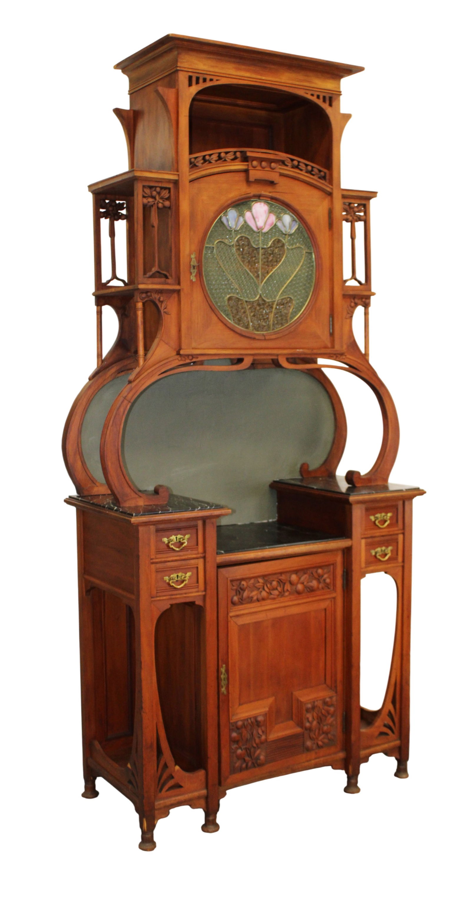 French Art Nouveau cabinet with stained glass (1 of 12)