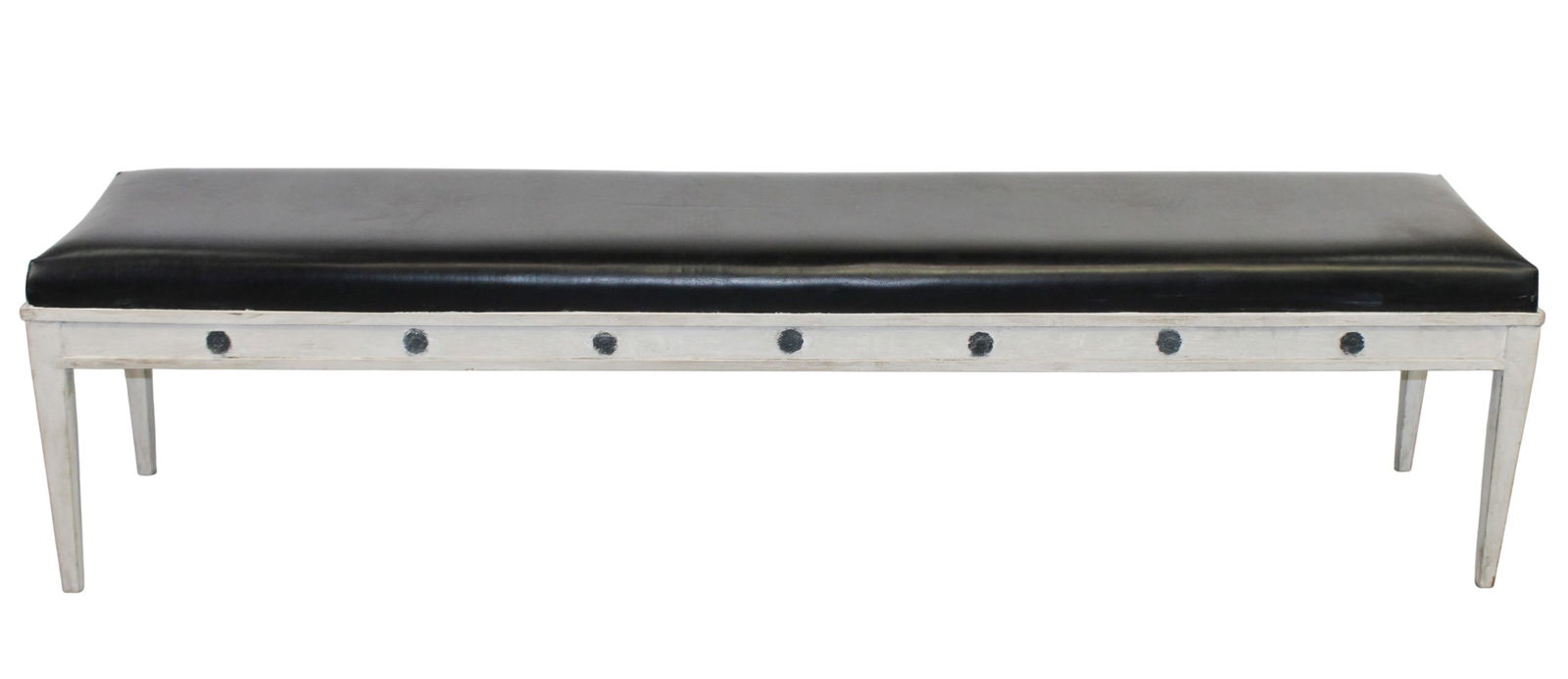 French painted pine backless bench on tapered legs (1 of 8)