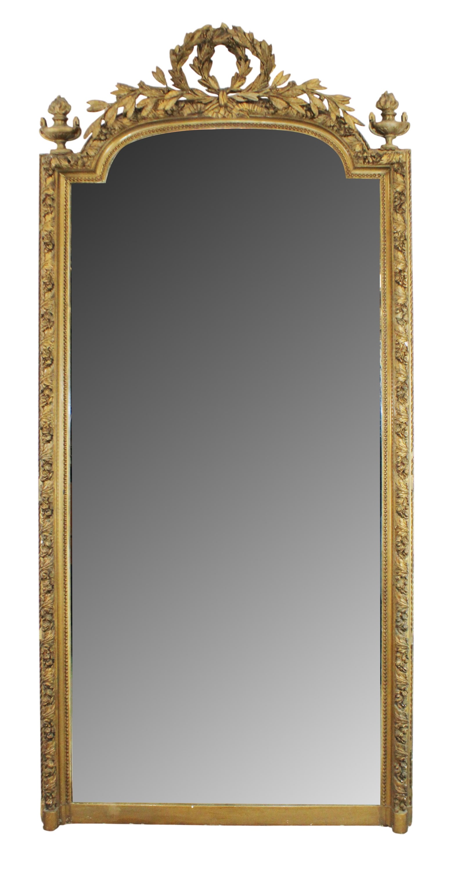 Large French Louis XVI style mirror with a double wreath crest (1 of 7)
