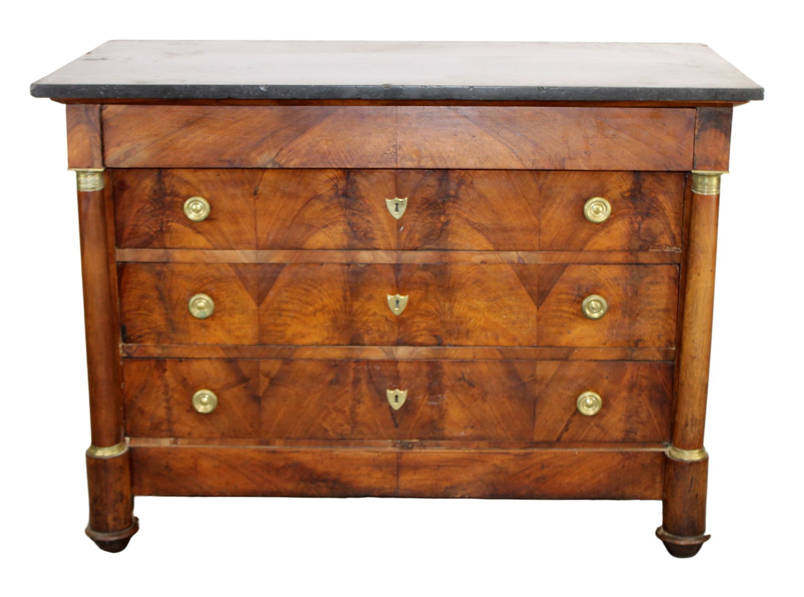 French Empire commode in walnut with marble top (1 of 8)