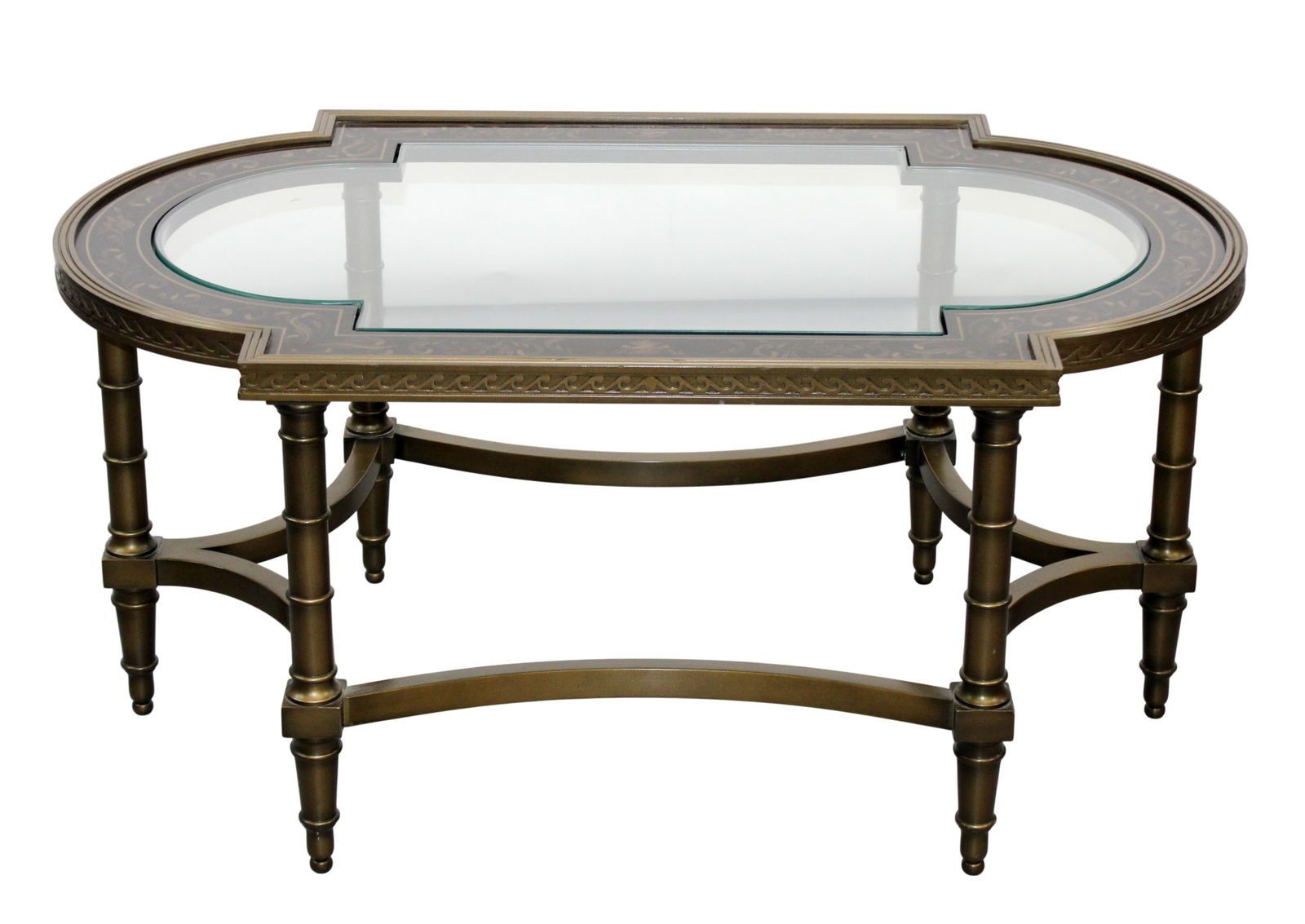 Baker reverse painted glass top coffee table (1 of 8)