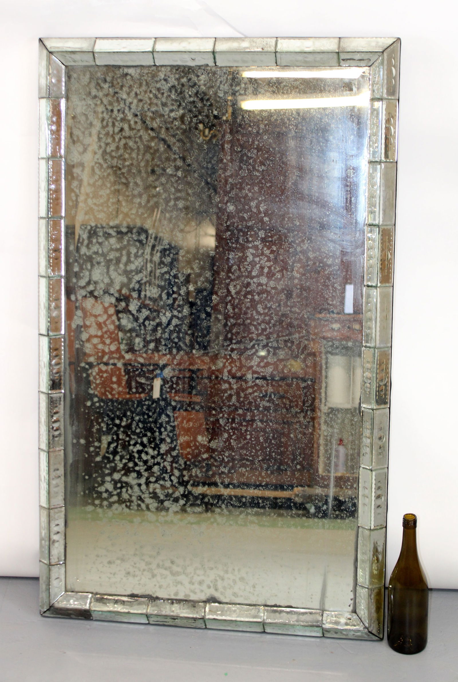 Venetian style mosaic mirrored frame rectangular mirror - 4