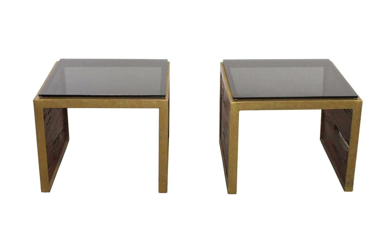Pair of Mid Century modern iron and cyprus end tables (1 of 5)