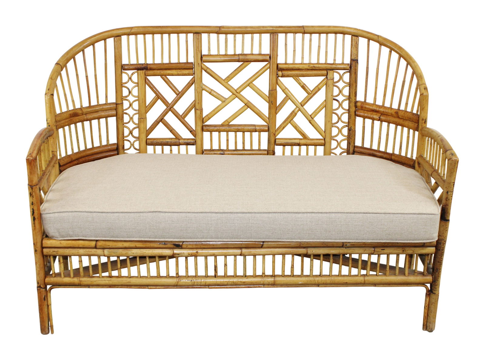 Vintage Brighton Pavilion style curved back bamboo settee (1 of 8)