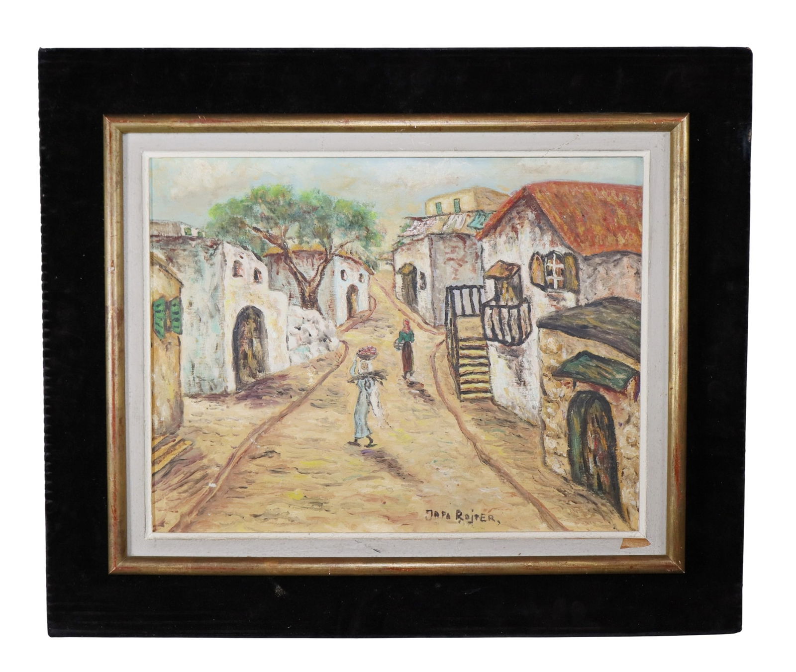 Jafa Rojier oil on board painting village scene (1 of 6)