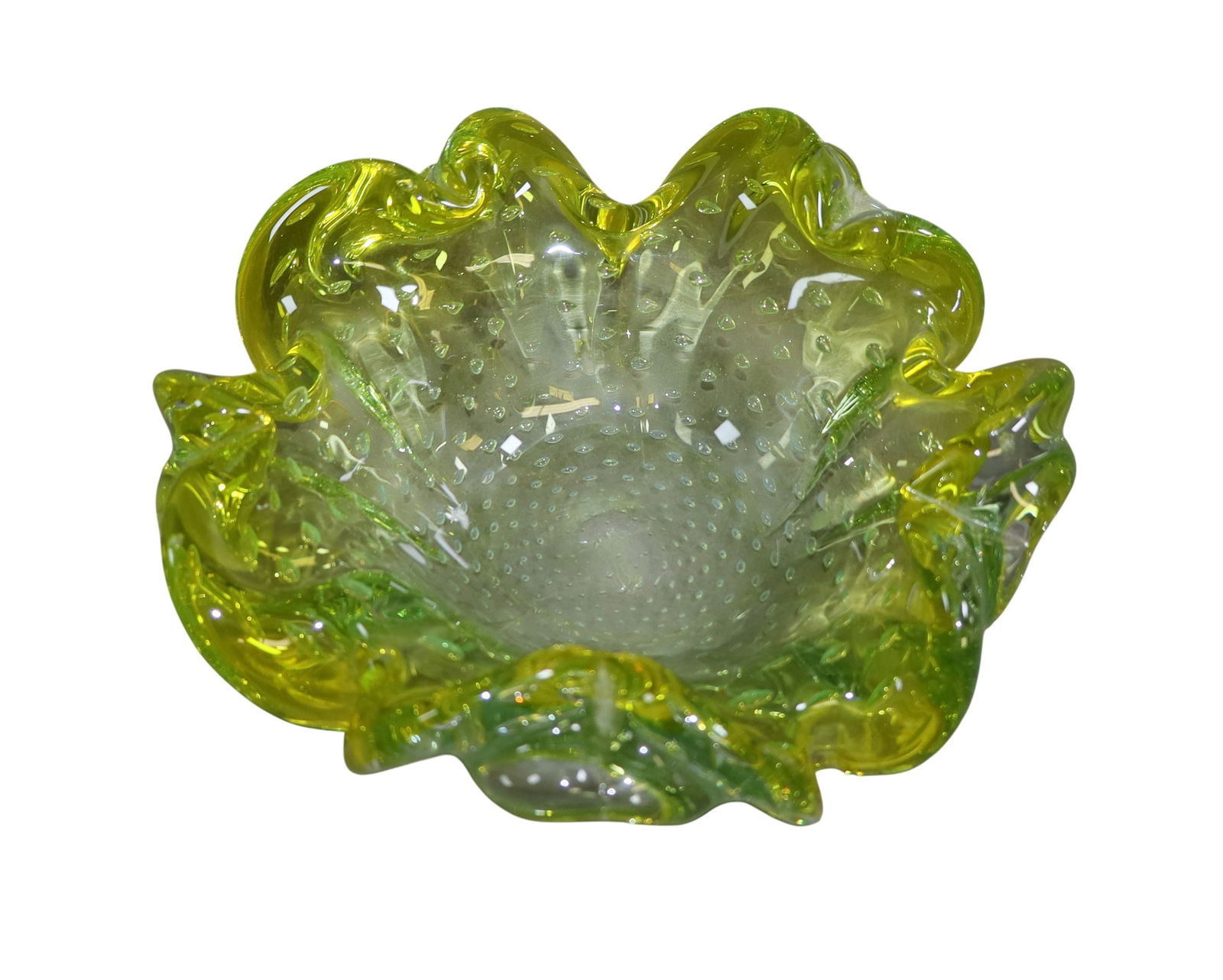 Mid-Century Modern Murano Bullicante art glass bowl (1 of 6)