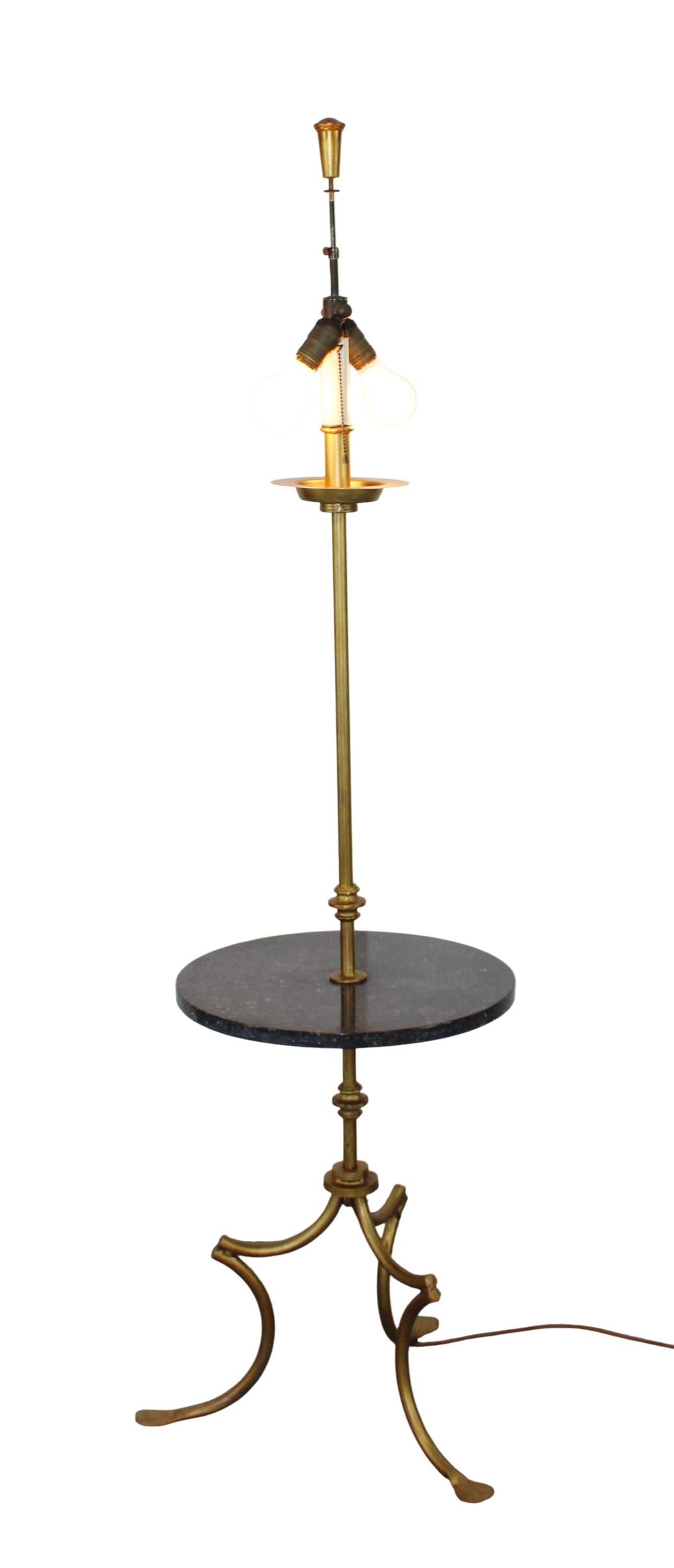 French gilt metal floor lamp with marble table (1 of 8)