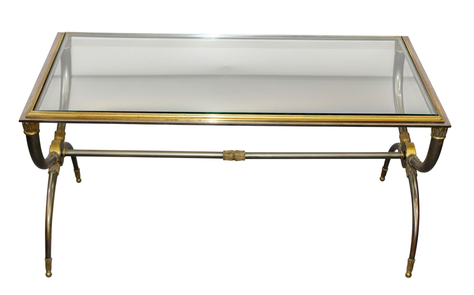 Maison Jansen style glass top coffee table (1 of 7)