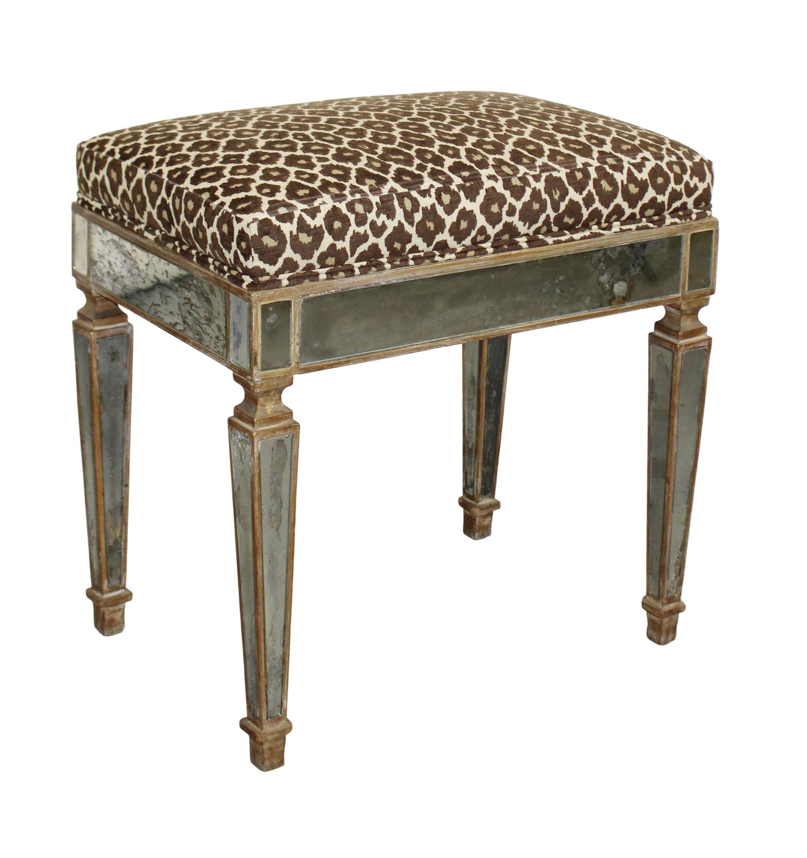 Mirrored vanity stool with upholstered seat (1 of 7)