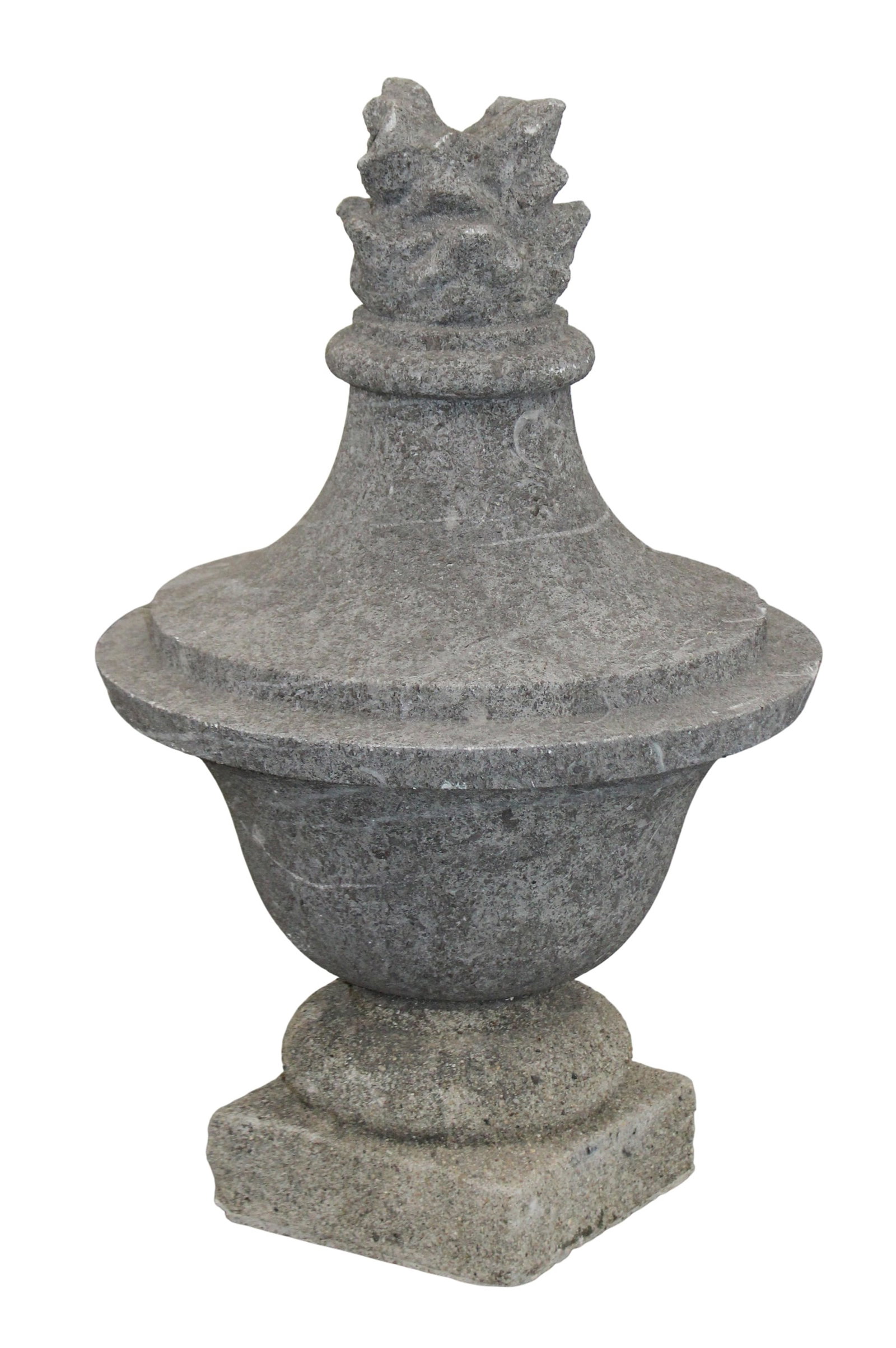 Classical cast stone urn form finial with flame top (1 of 4)