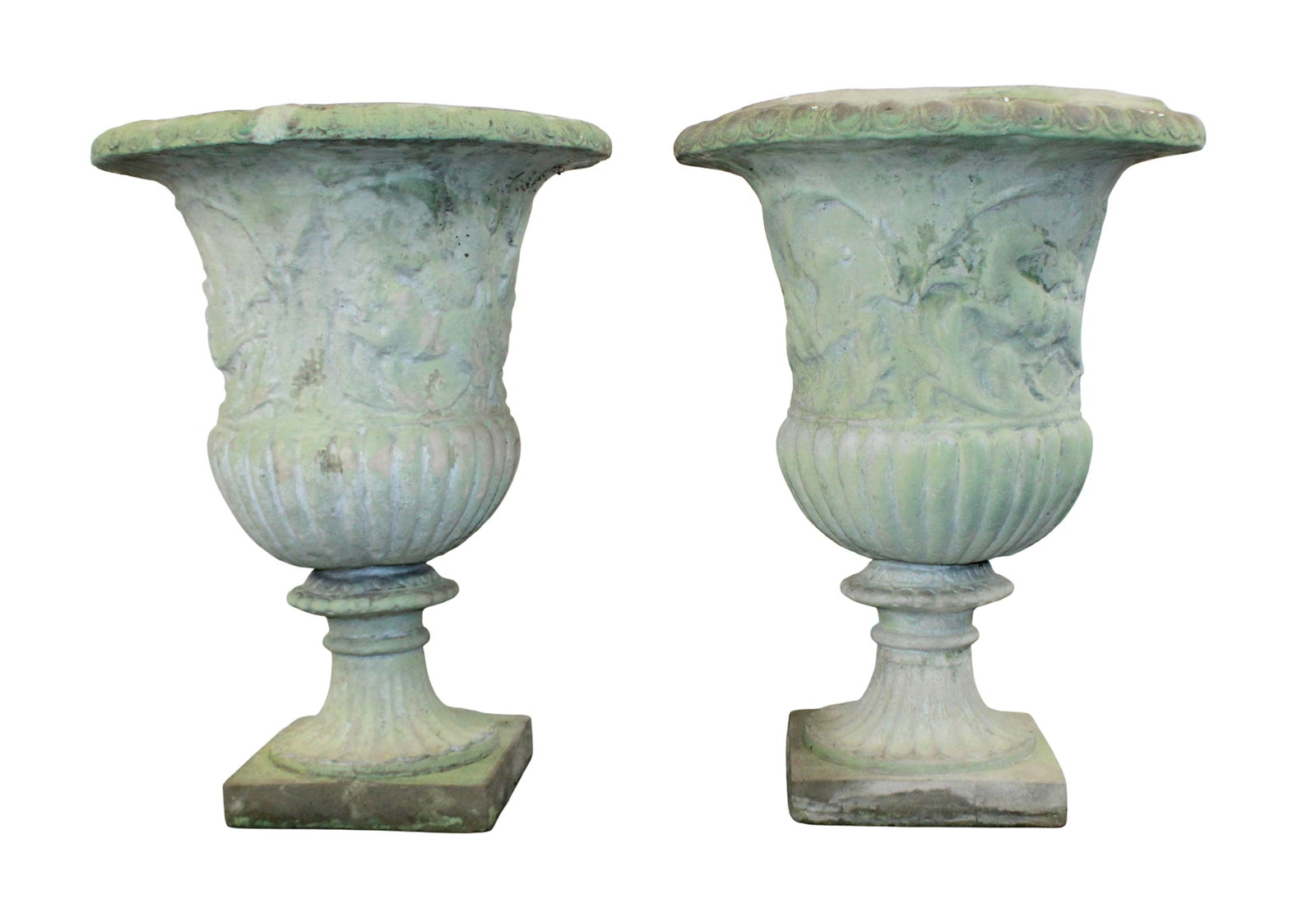 Pair of cast and painted concrete urns with gryphons (1 of 7)