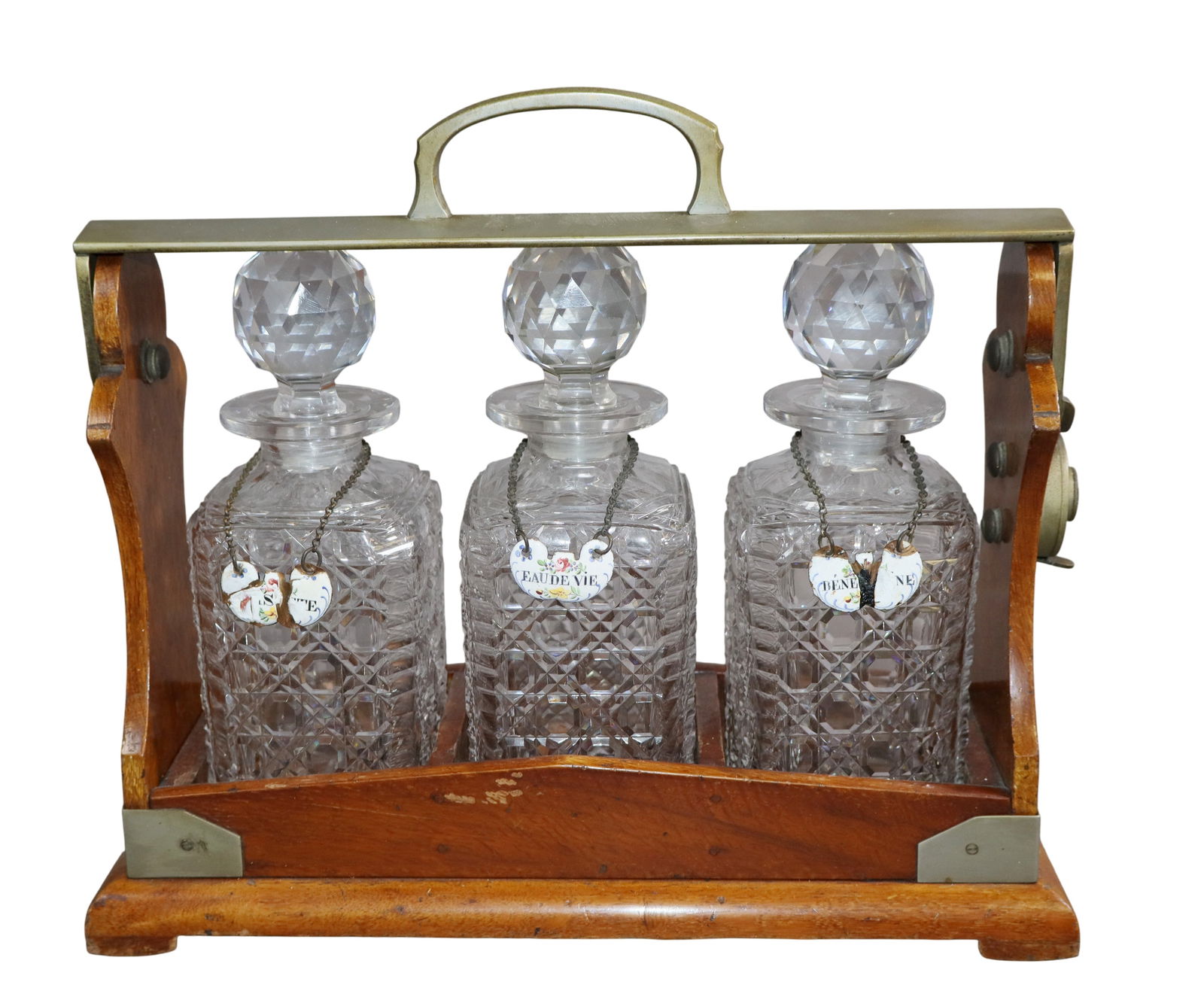 Tantalus set with 3 cut glass bottles (1 of 8)