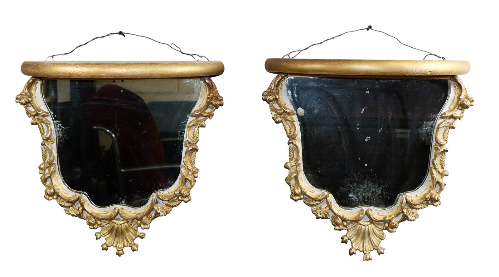 Pair of French Louis XV style mirrored wall shelves (1 of 10)