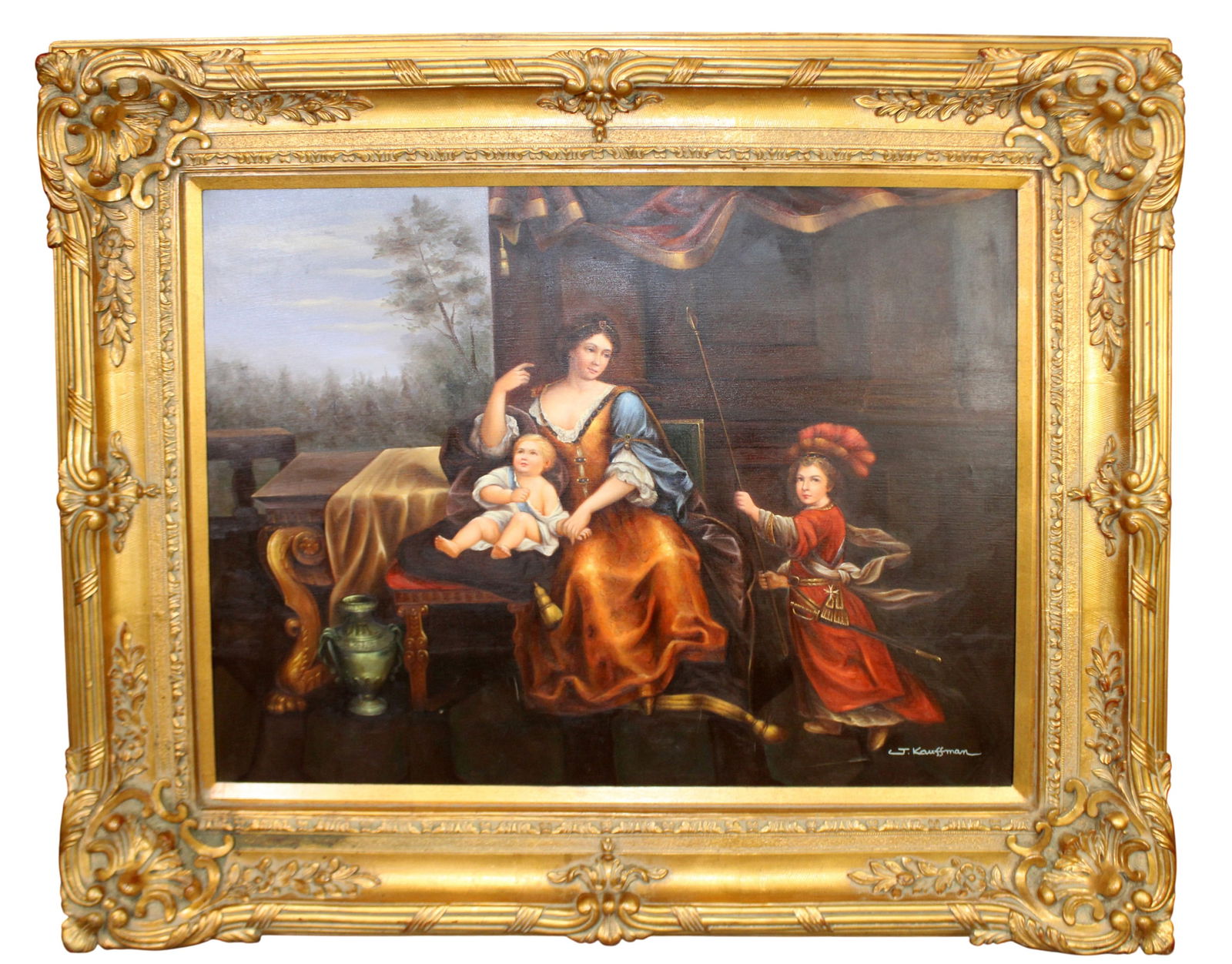 Oil on canvas painting signed l/r J. Kauffman (1 of 7)