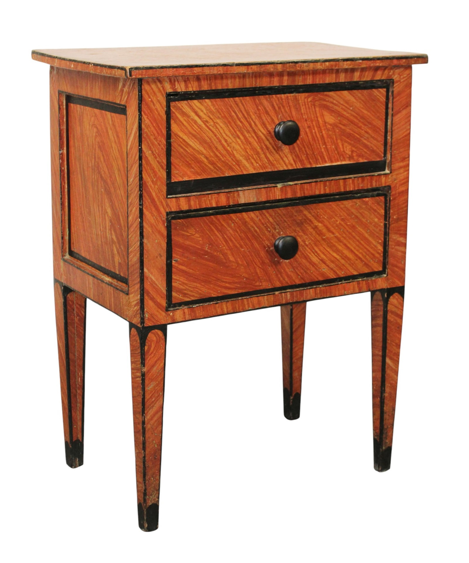 Italian petit 2 drawer commode on legs with faux painted finish (1 of 11)