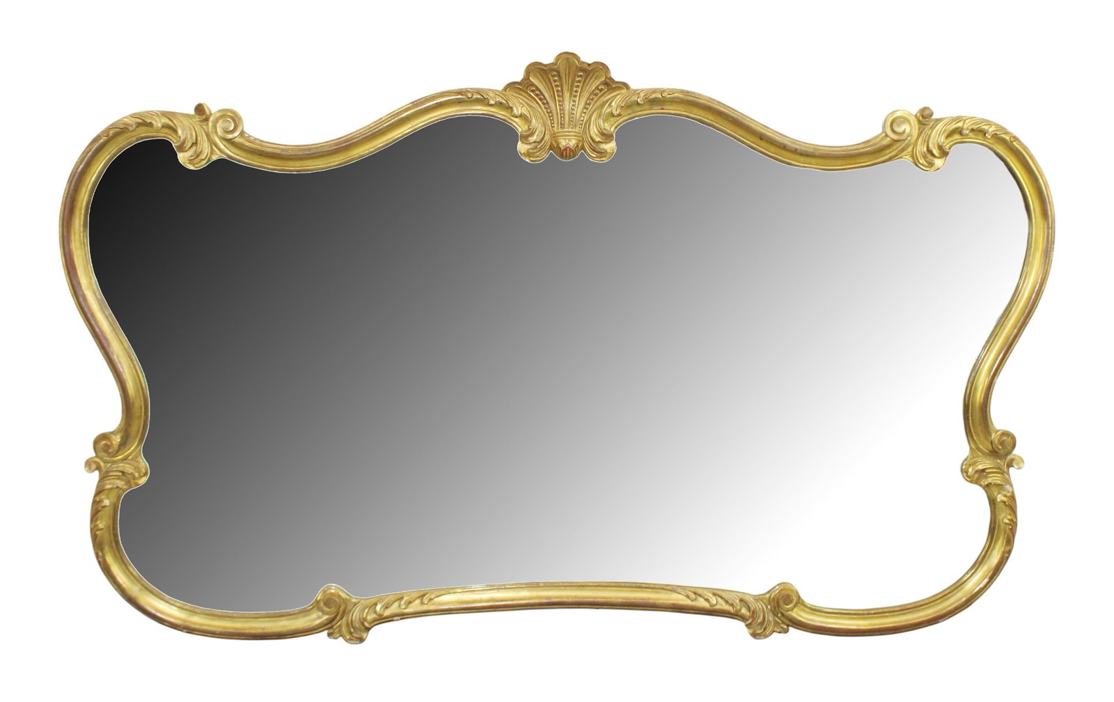 French Louis XV style gilt framed mirror with rocaille shell (1 of 3)