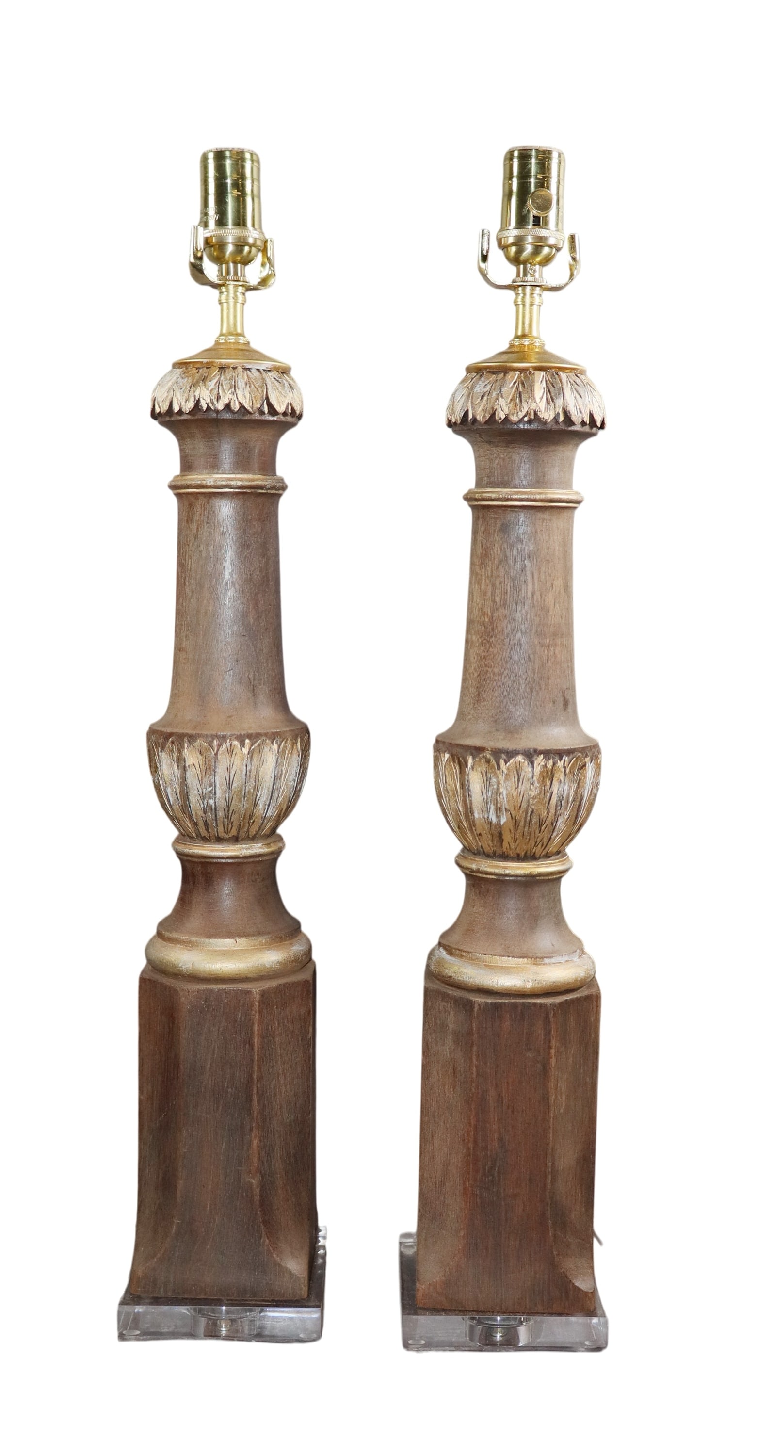 Pair of turned wood fragment lamps (1 of 11)