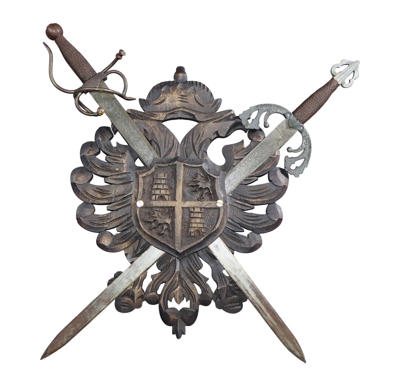 Spanish carved double headed eagle coat of arms (1 of 7)