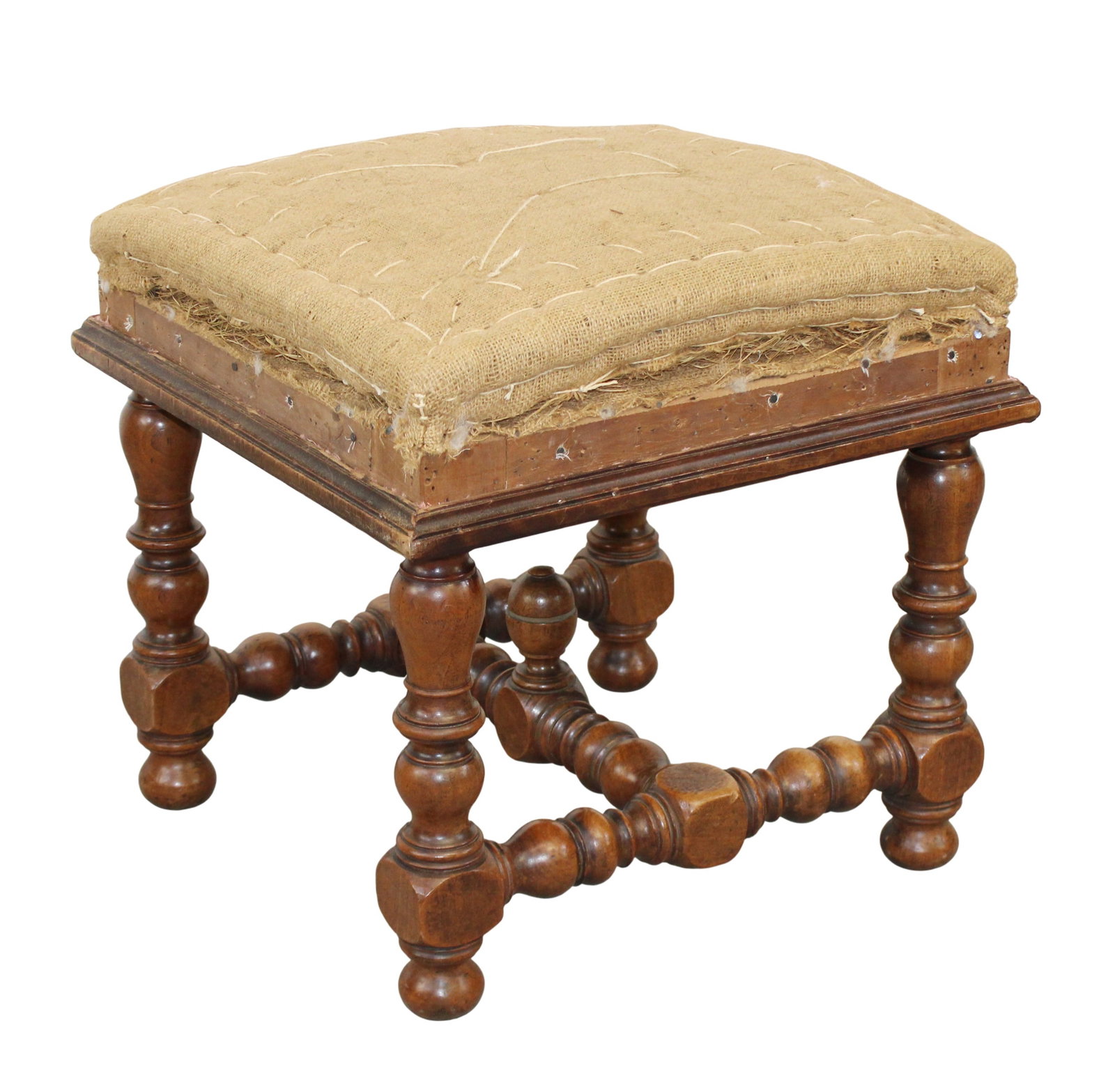 French footstool on turned leg base (1 of 5)