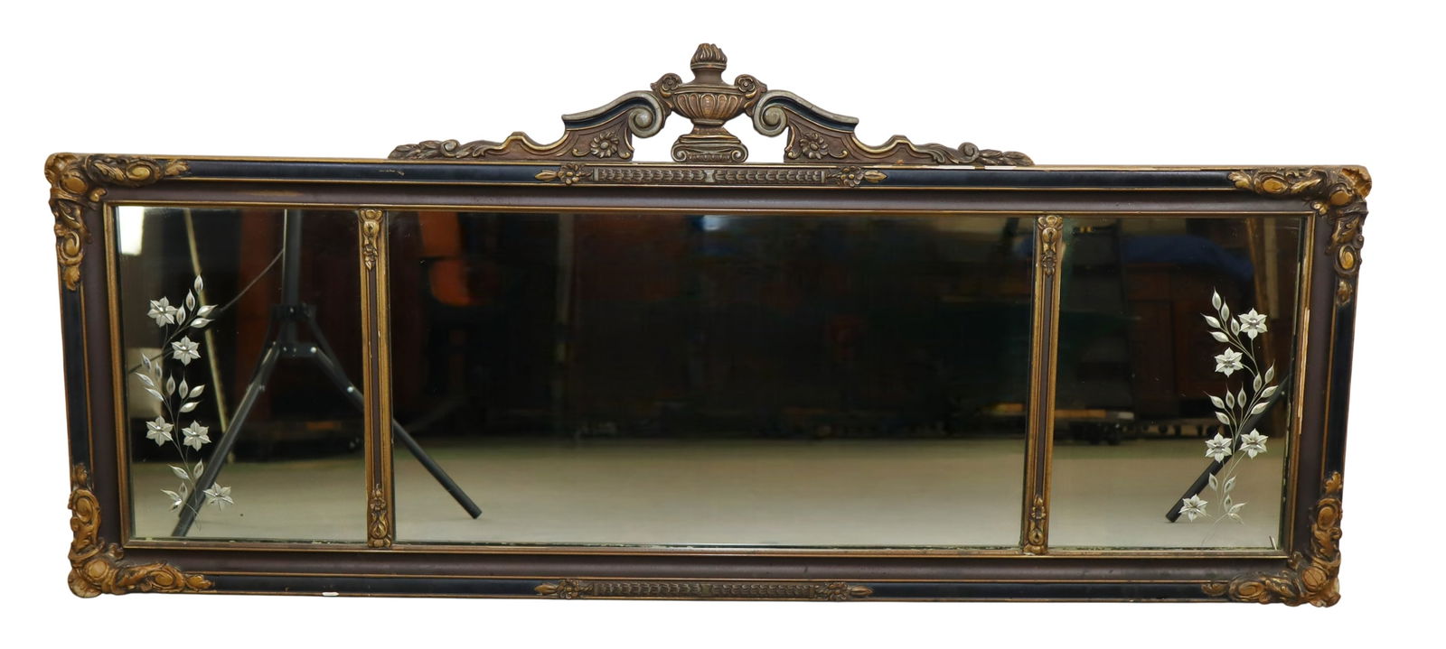 Italian 3 part mirror with urn and pediment focal (1 of 6)