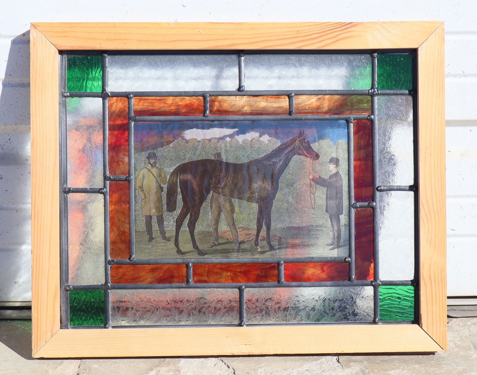 Small stained glass window with horse (1 of 4)