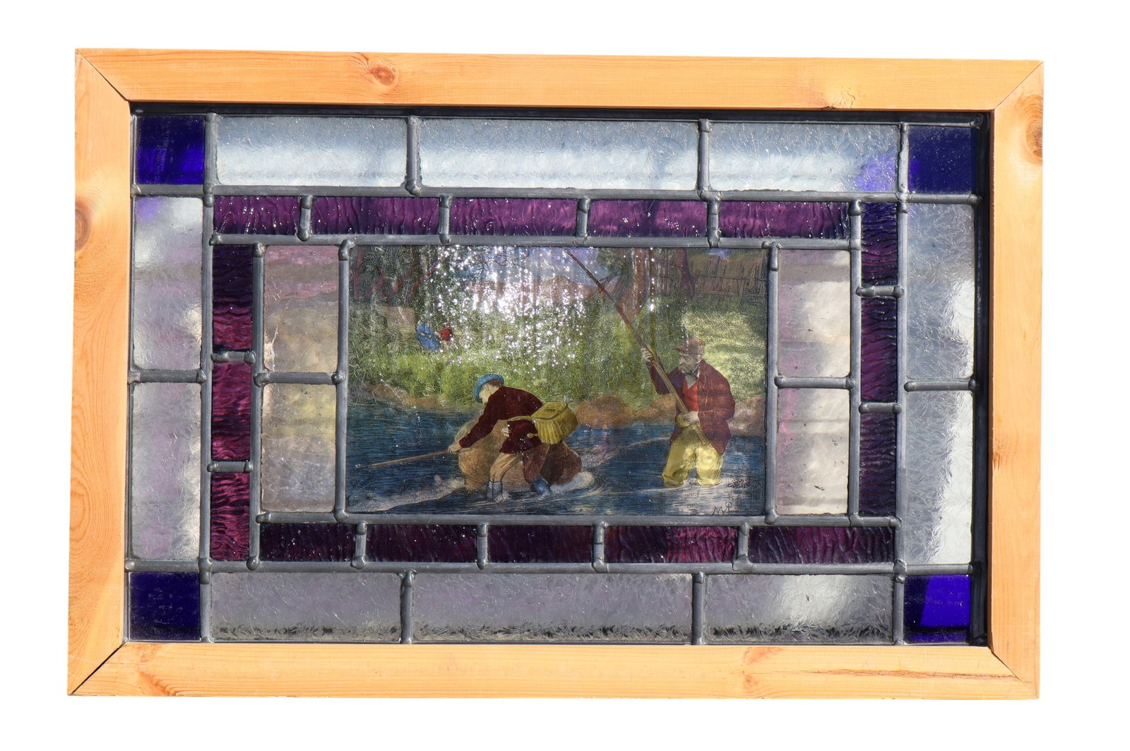 Small stained glass window with fly fishing (1 of 4)