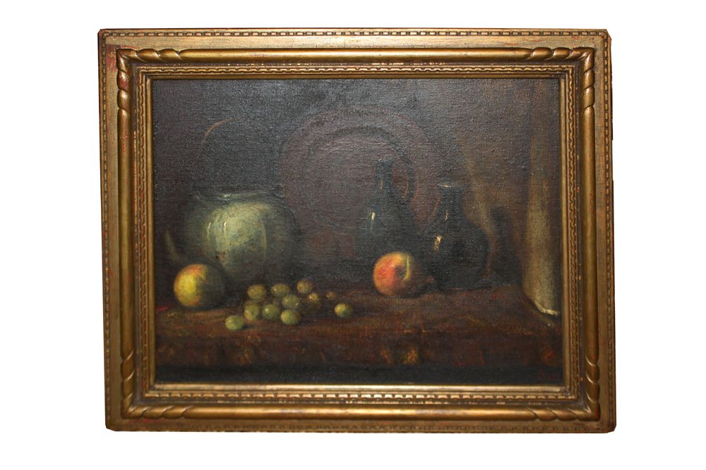 Oil on canvas-stillife with fruit signed