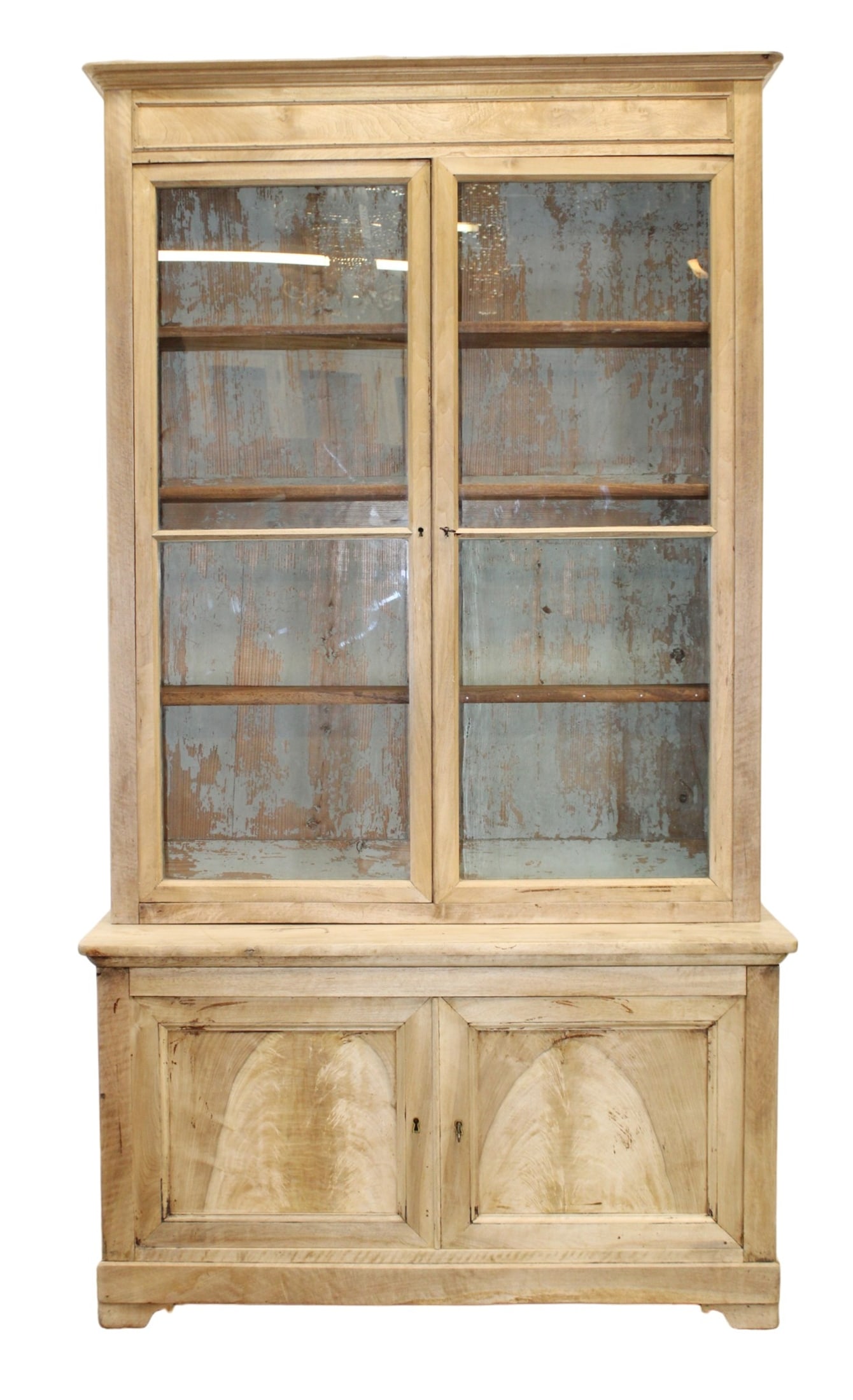 French Louis Philippe 2 door deux corps bookcase in bleached walnut (1 of 13)