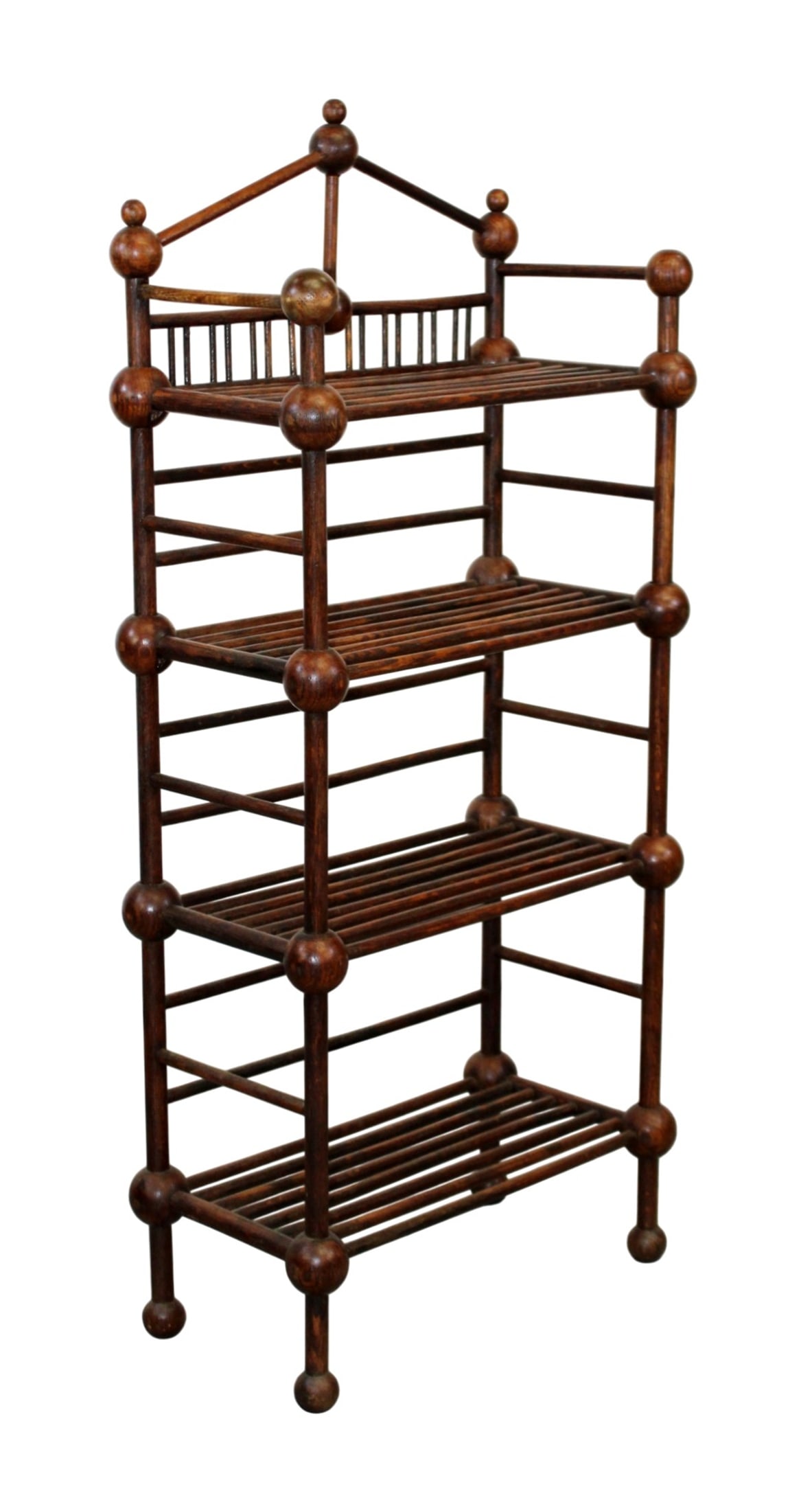 English stick and ball oak small open shelf etagere (1 of 7)