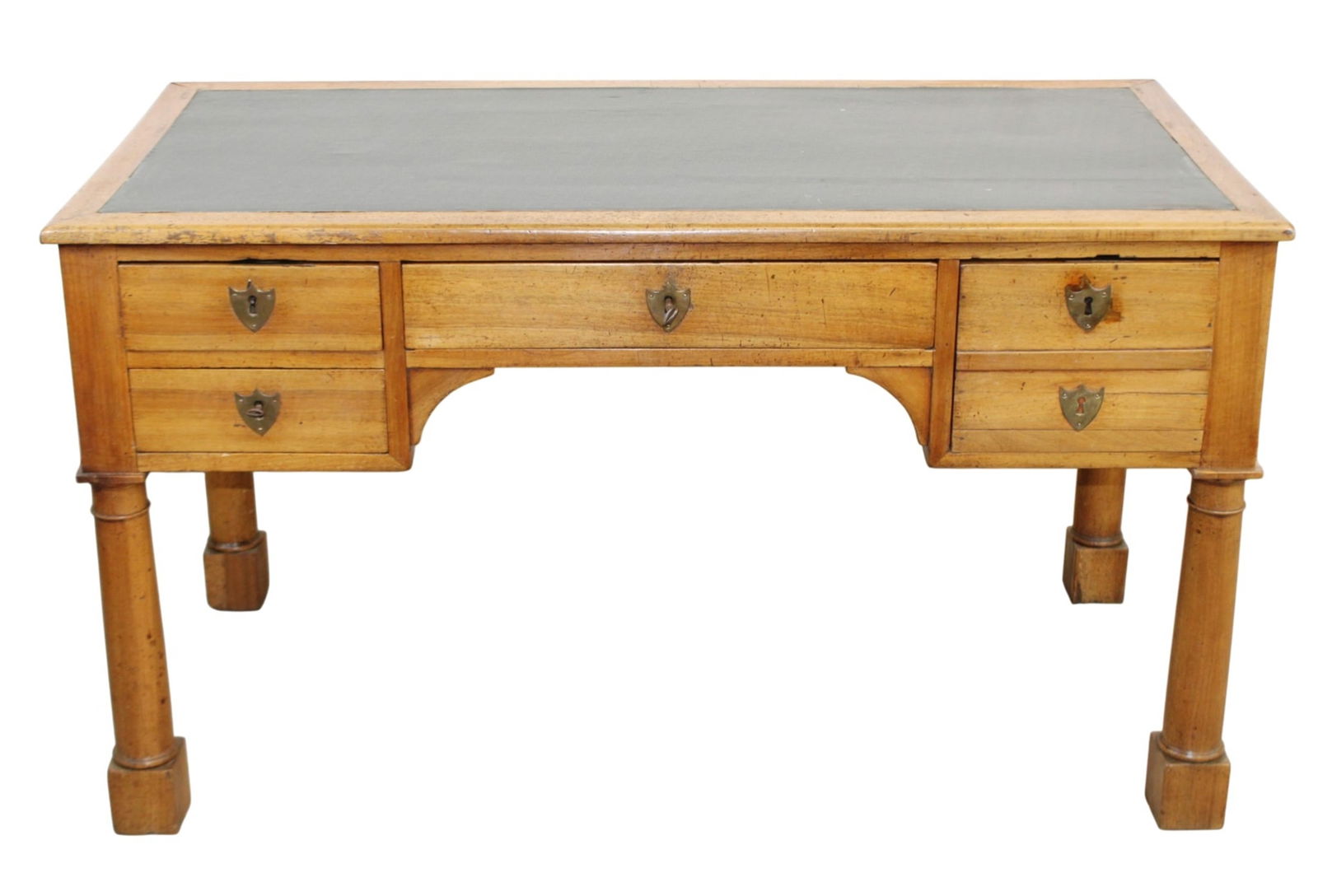 French Empire style desk in walnut with green leather top (1 of 10)