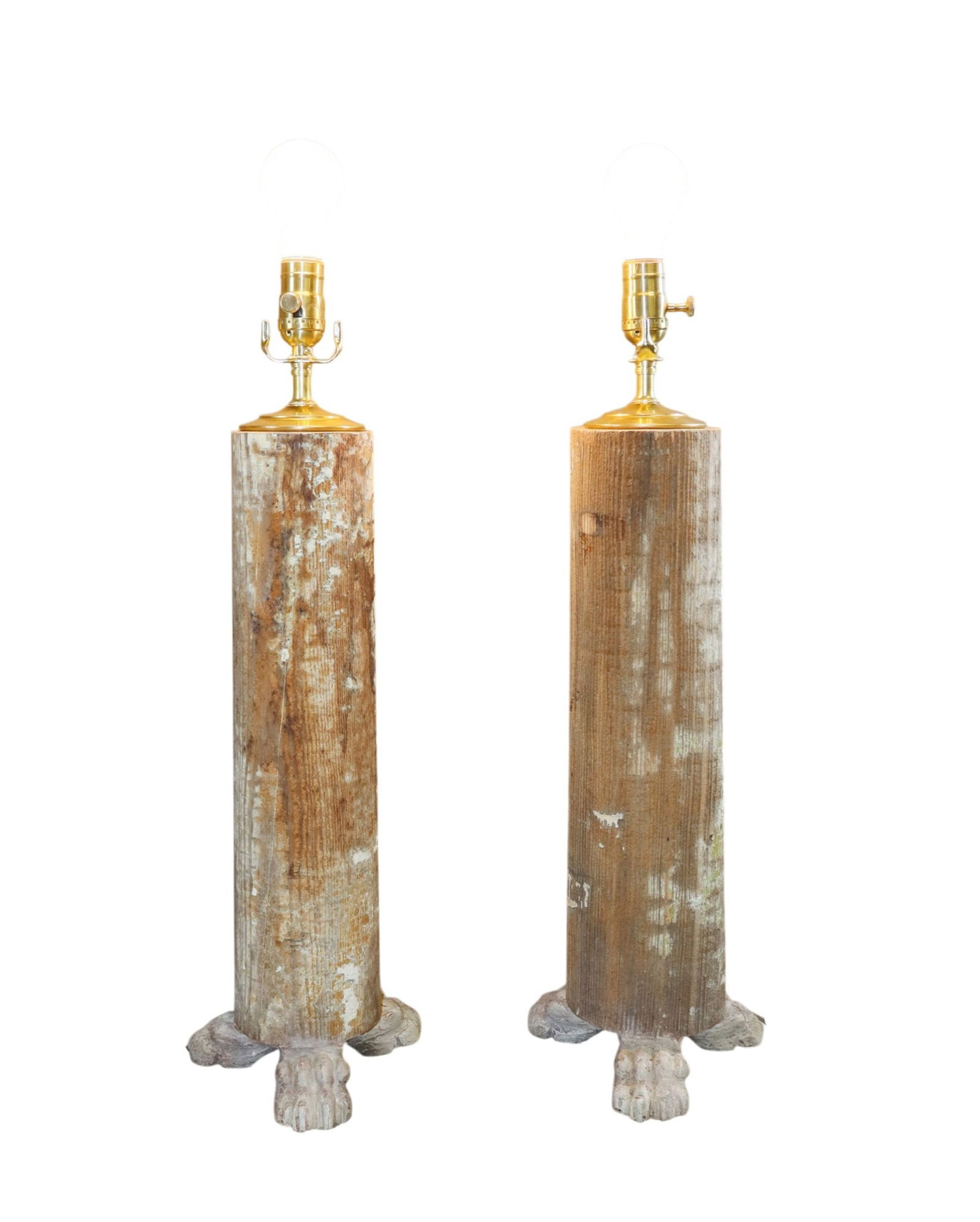 Pair of wood fragment lamps with feet (1 of 8)