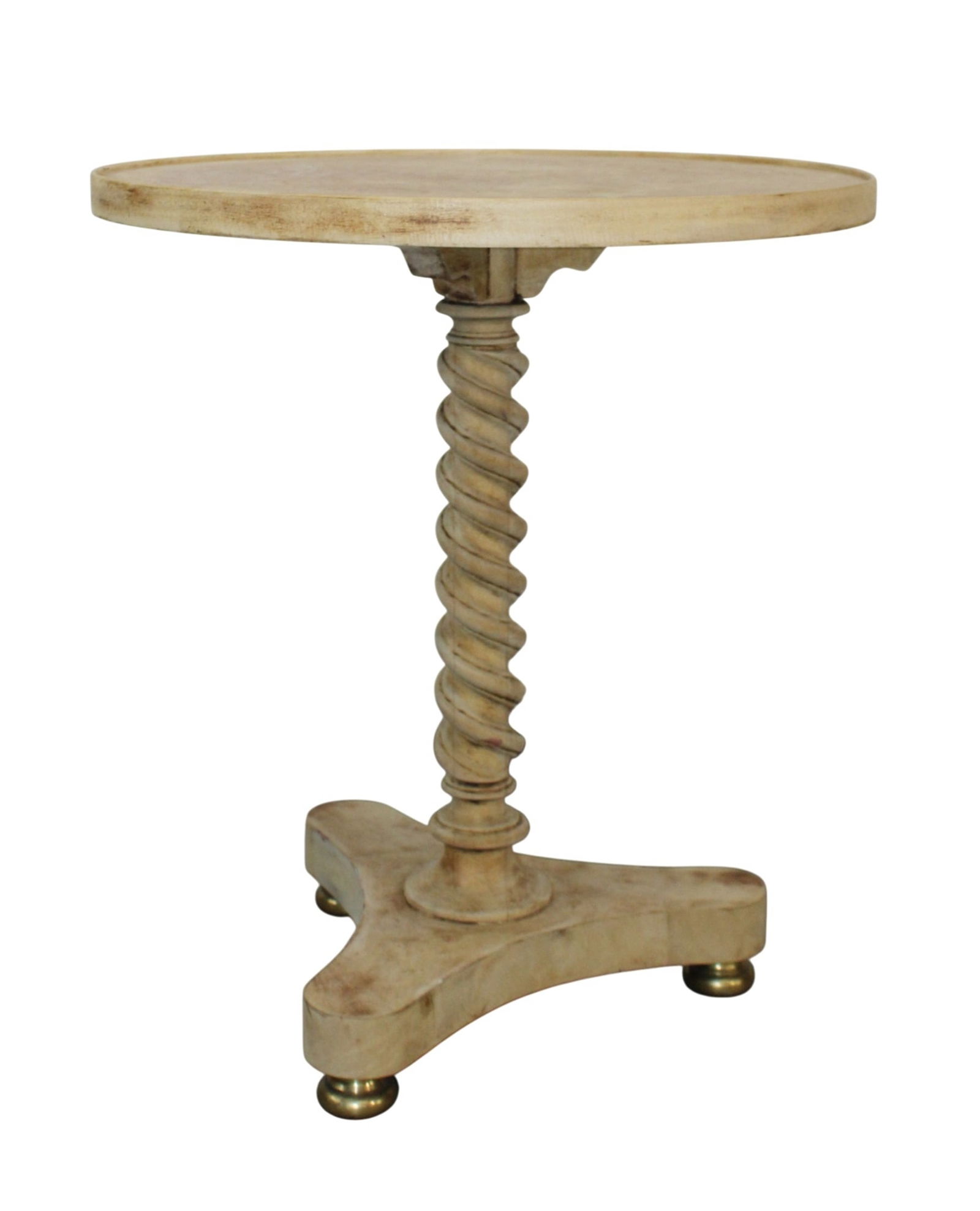 Empire style gueridon table on barley twist pedestal base with birds eye maple top (1 of 7)