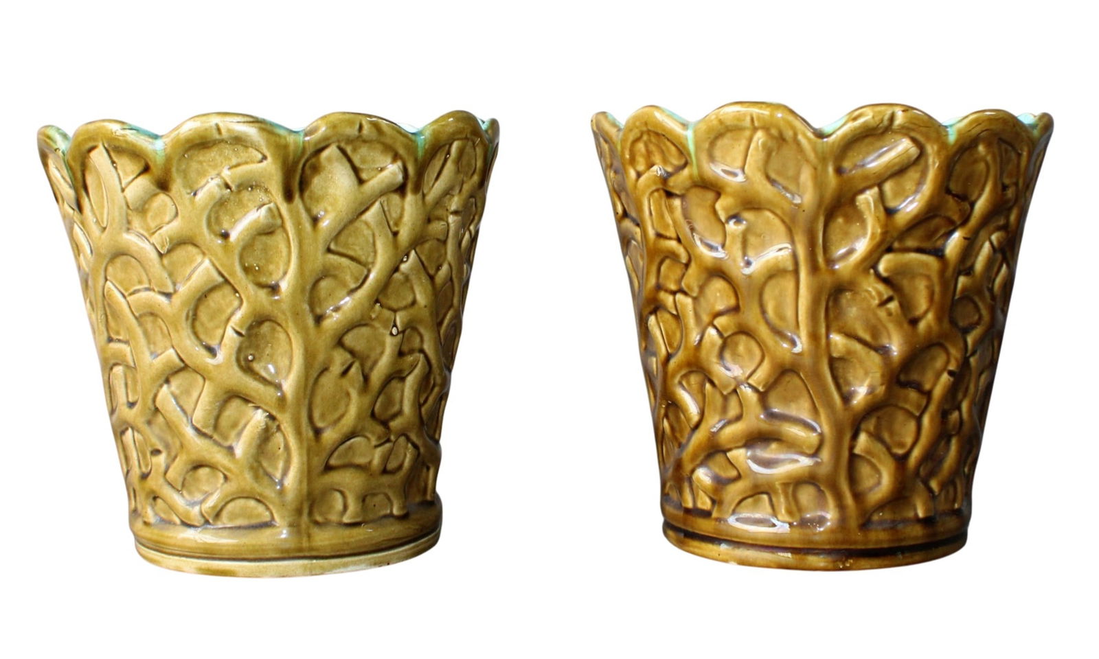 Pair of ceramic Bordallo Pinheiro "Garden of Insects" inspired vases (1 of 7)